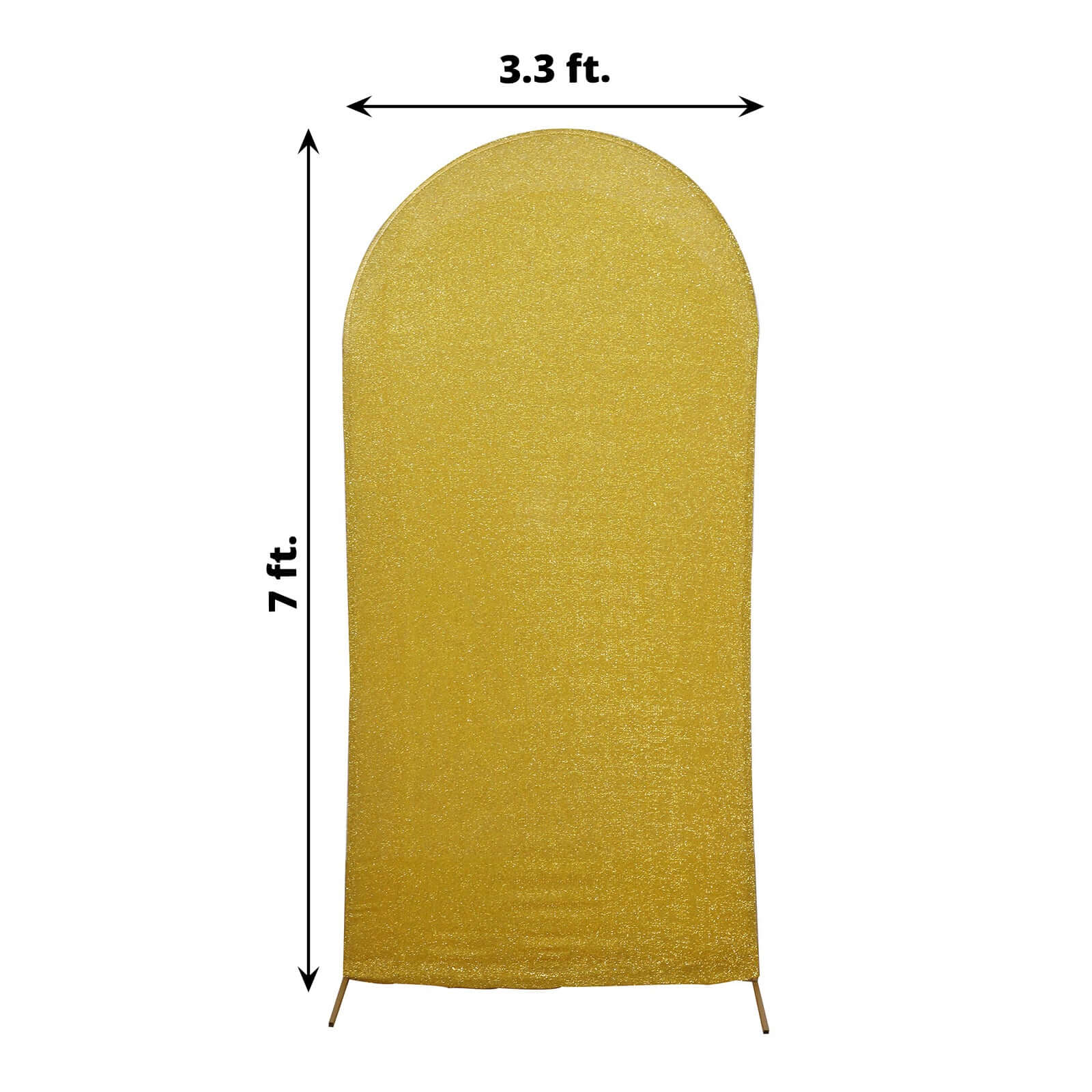 7ft Gold Shimmer Tinsel Spandex Chiara Backdrop Stand Cover For Fitted Round Top Wedding Arch