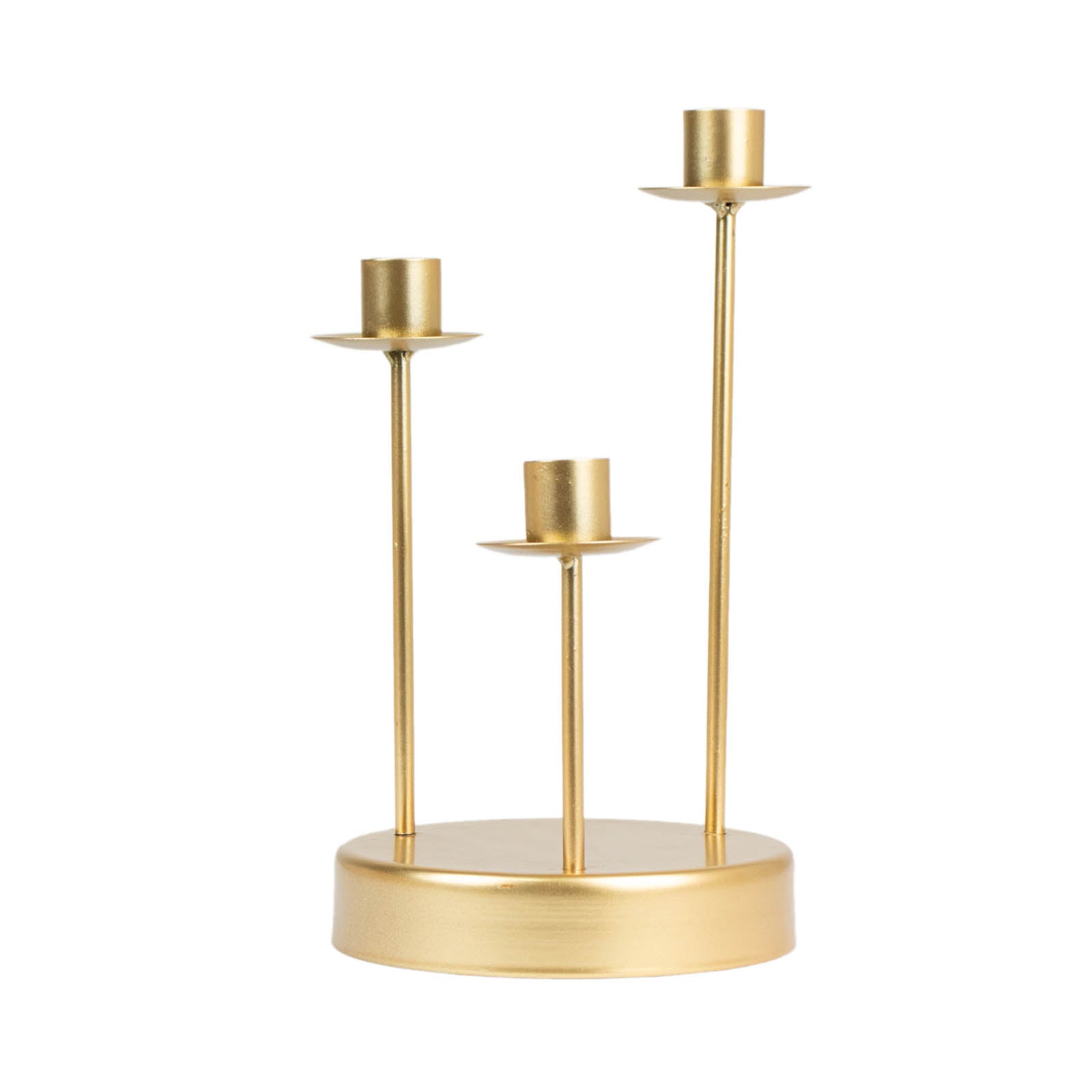 Vintage Candelabra 3-Arm Taper Candle Holder Gold Metal Wedding Table Centerpiece - Stylish Tabletop Accent 10"