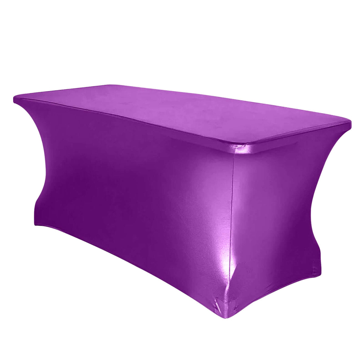 Metallic Purple Stretch Spandex Rectangle Tablecloth 6ft Wrinkle Free Fitted Table Cover for 72"x30" Tables