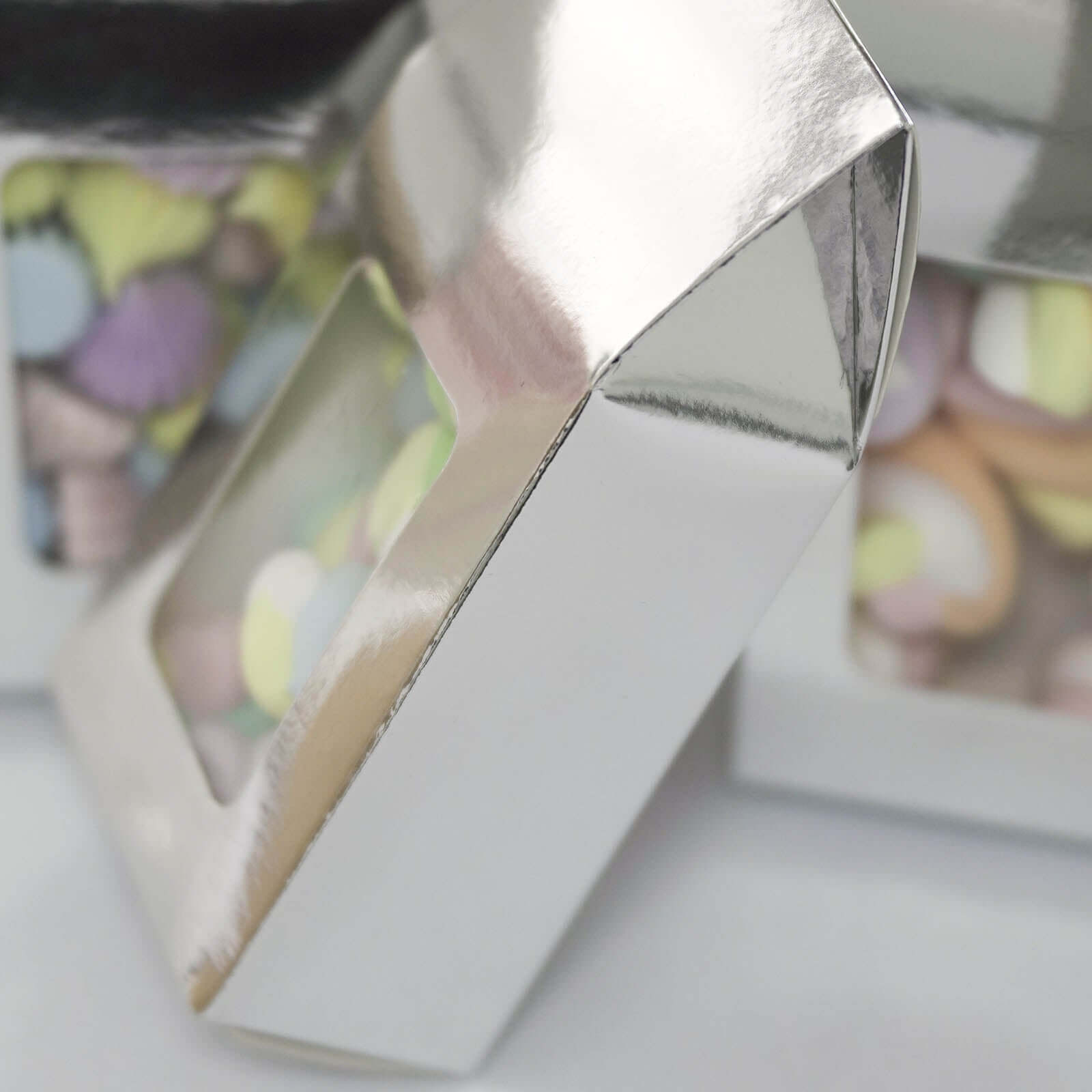 25 Pack Silver Tote With Window Party Favor Candy Gift Boxes 2.75" X 1.5" X 6"