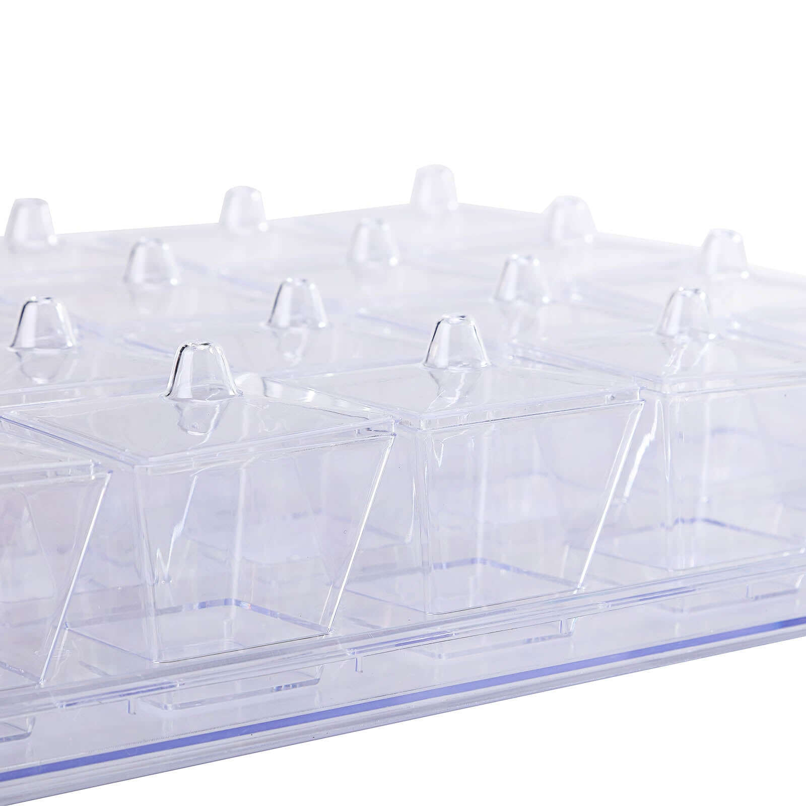 20-Pack Appetizer Cups Square Design Clear - Plastic Disposable Dessert Cups with Tray and Lids 3oz