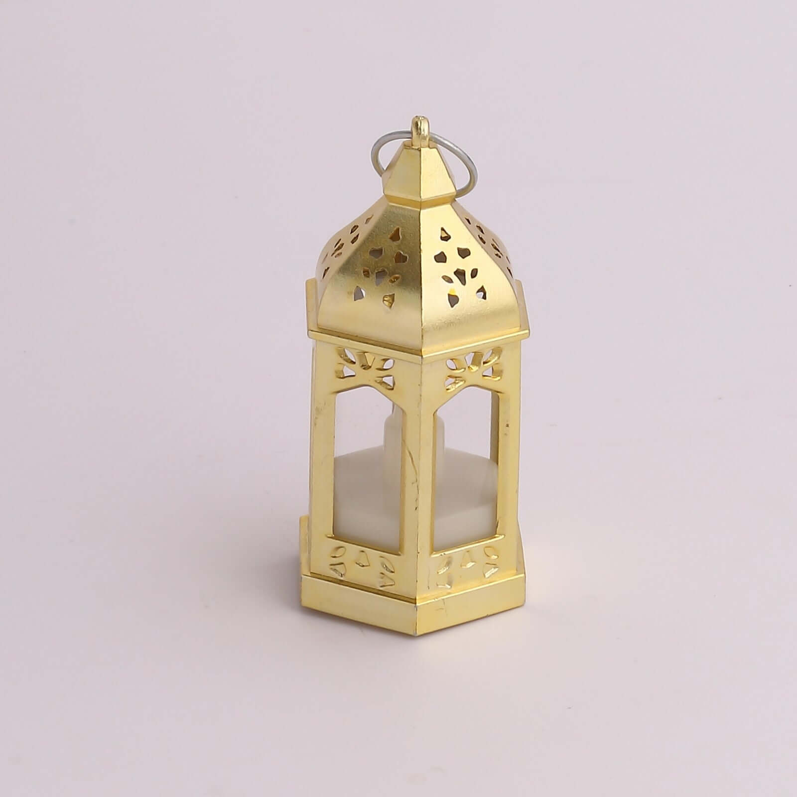 6-Pack LED Tealights Warm White Moroccan Style Gold - Battery Operated Mini Lantern Candle Lamp Centerpieces 3.5"