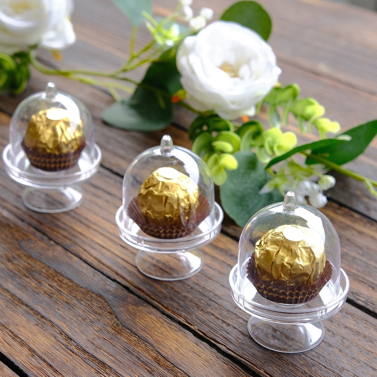 12-Pack Fillable Mini Pedestal Candy Container Clear - Stylish Candy Treat Favor Containers with Dome Lid 3"