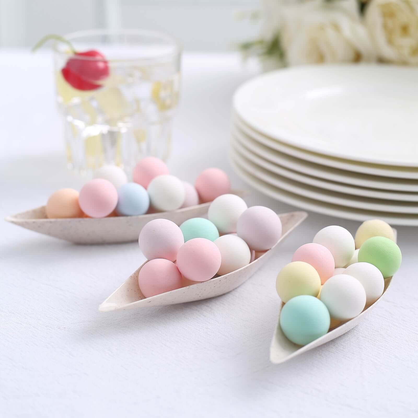 24-Pack Mini Wheat Straw Fiber Snack Plates Boat Shaped Biodegradable - Great for Desserts 5"