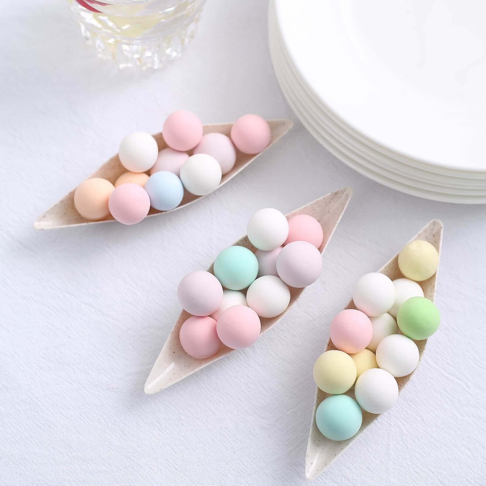 24-Pack Mini Wheat Straw Fiber Snack Plates Boat Shaped Biodegradable - Great for Desserts 5"