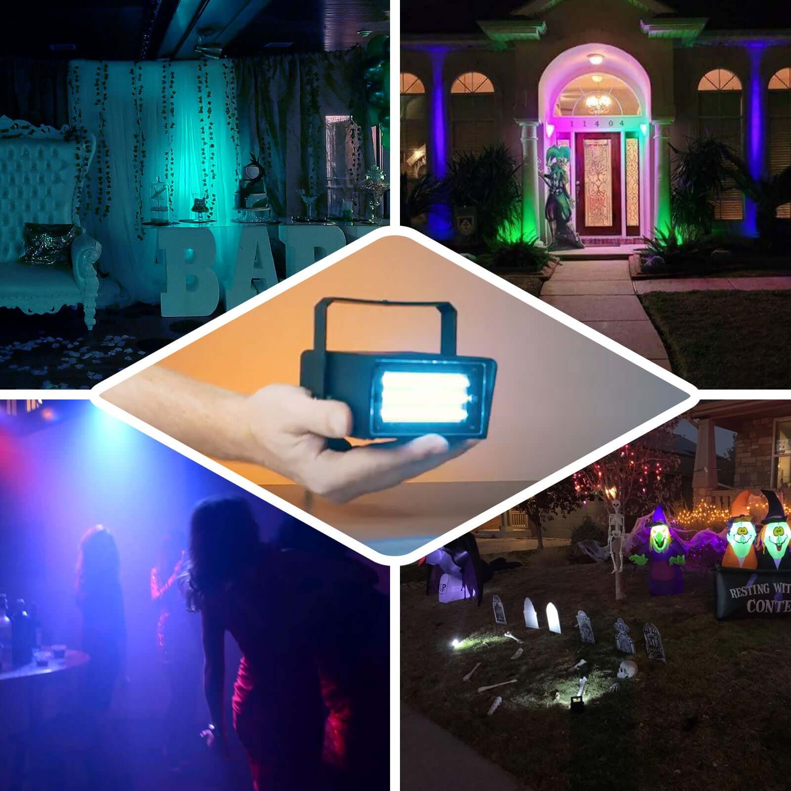35W Mini Strobe Light with 24 Bright Warm White LEDs, Stage Uplight with Variable Flash and Speed Control