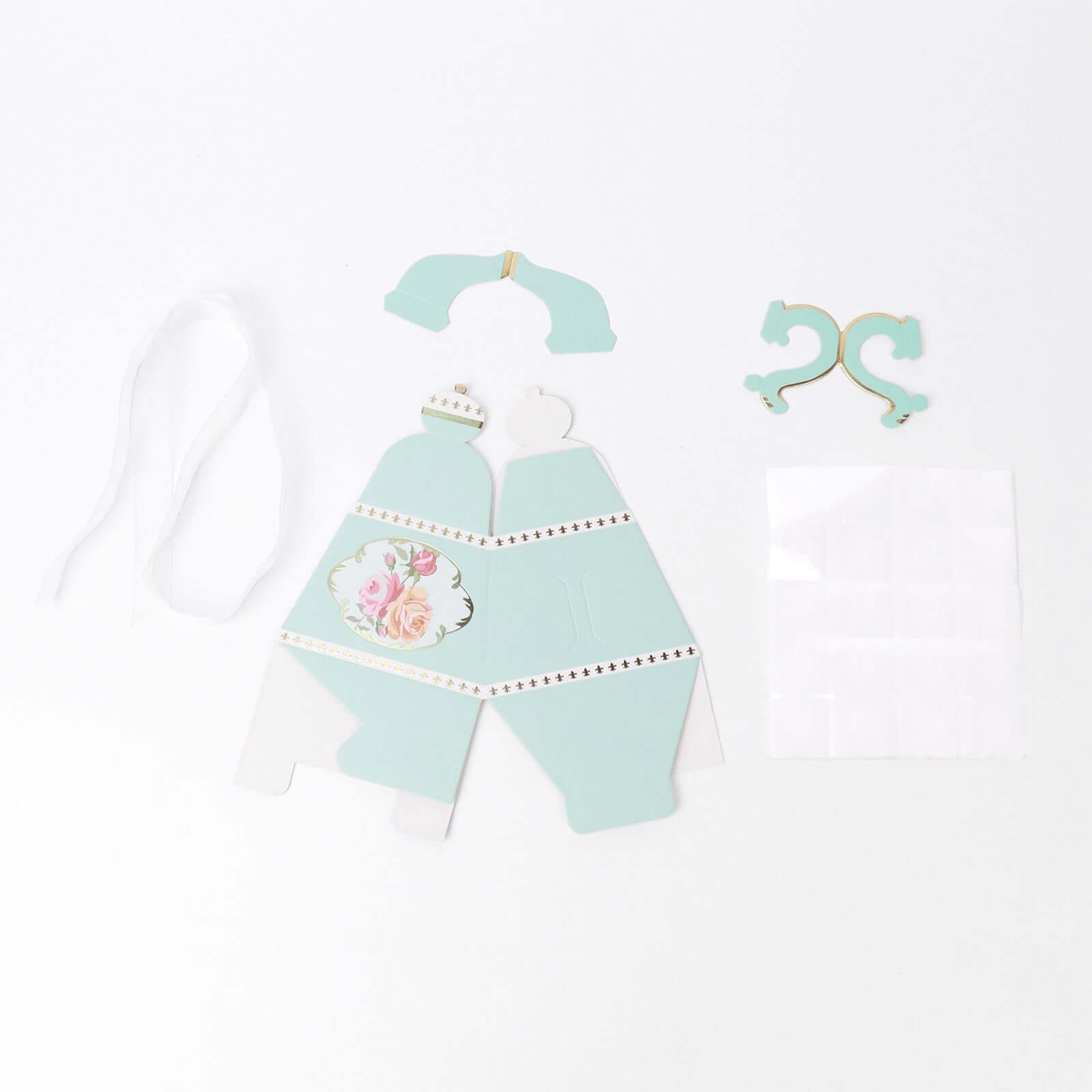 25 Pack 4" Light Turquoise Mini Teapot Favor Boxes, Vintage Rose Gift Boxes with Ribbons