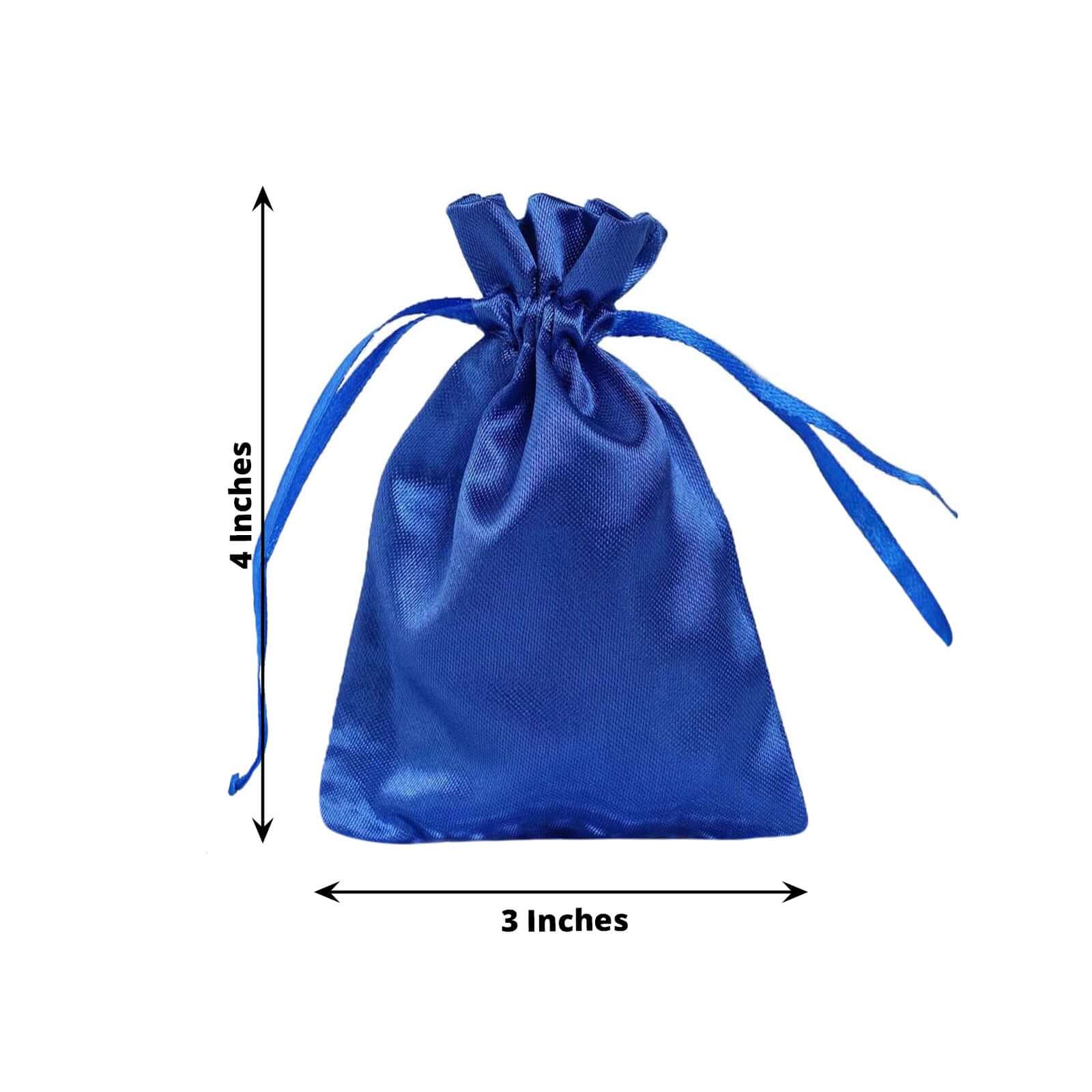 12 Pack 3" Royal Blue Satin Drawstring Wedding Party Favor Gift Bags
