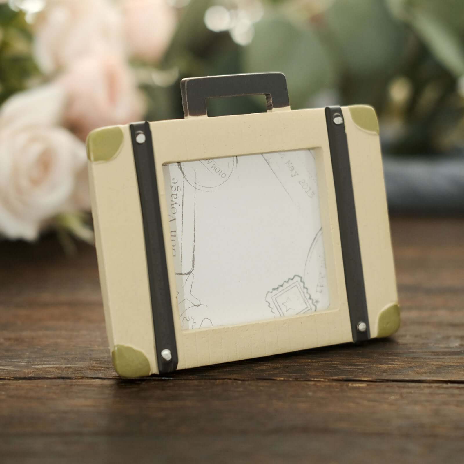 4-Pack Picture Frames Resin Mini Suitcase Design - Vintage Travel Wedding Place Card Holders & Party Favors 3"