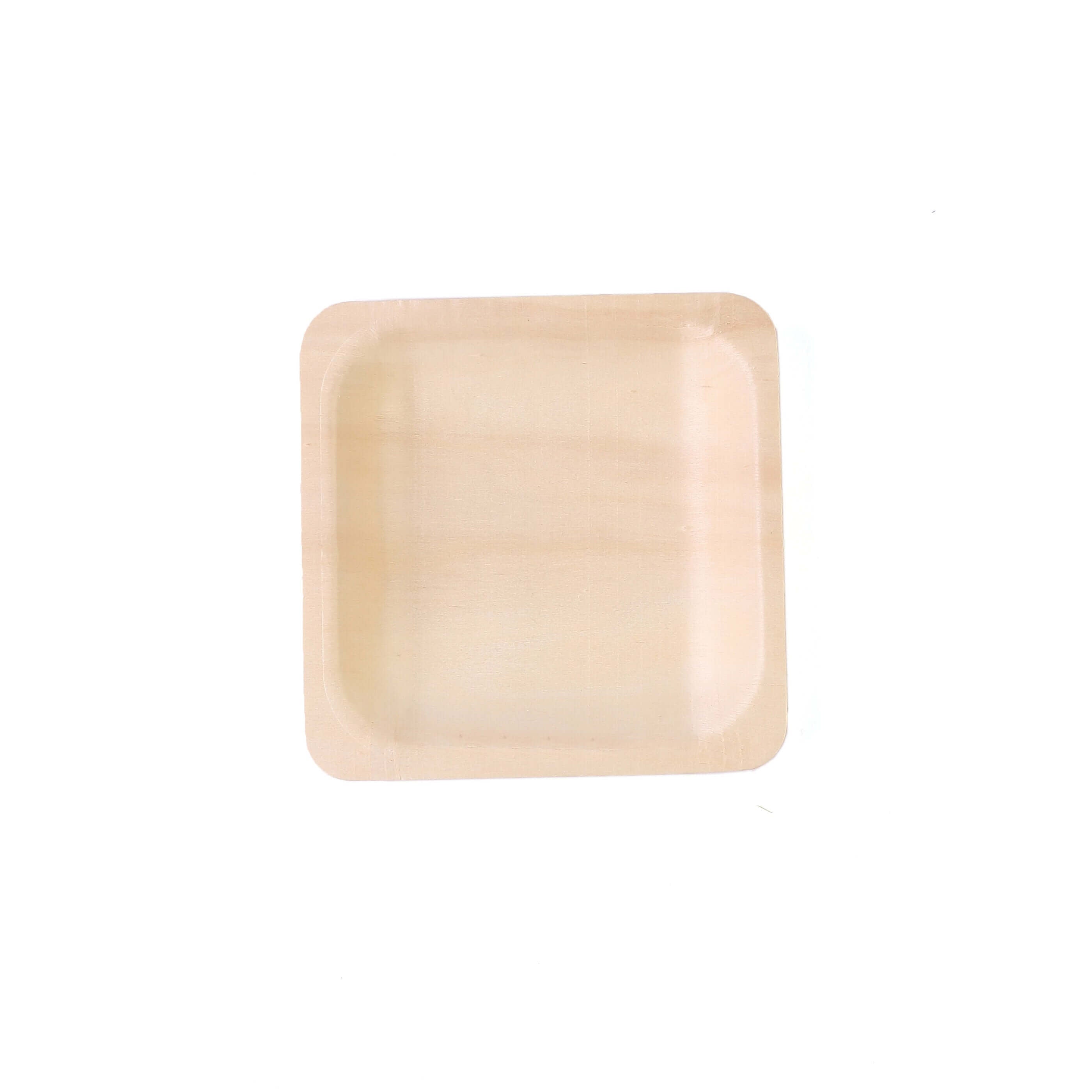 25 Pack 6" Square Eco Friendly Birchwood Wooden Dessert, Appetizer Plates