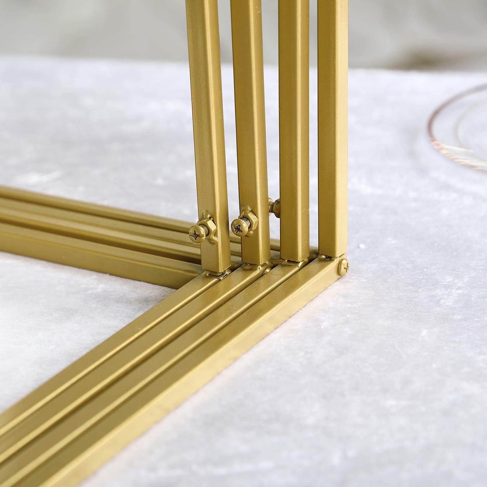 Set of 4 Metal Flower Stands Frame Wedding Column Centerpieces Matte Gold - Durable Display 16"/24"/32"/40"