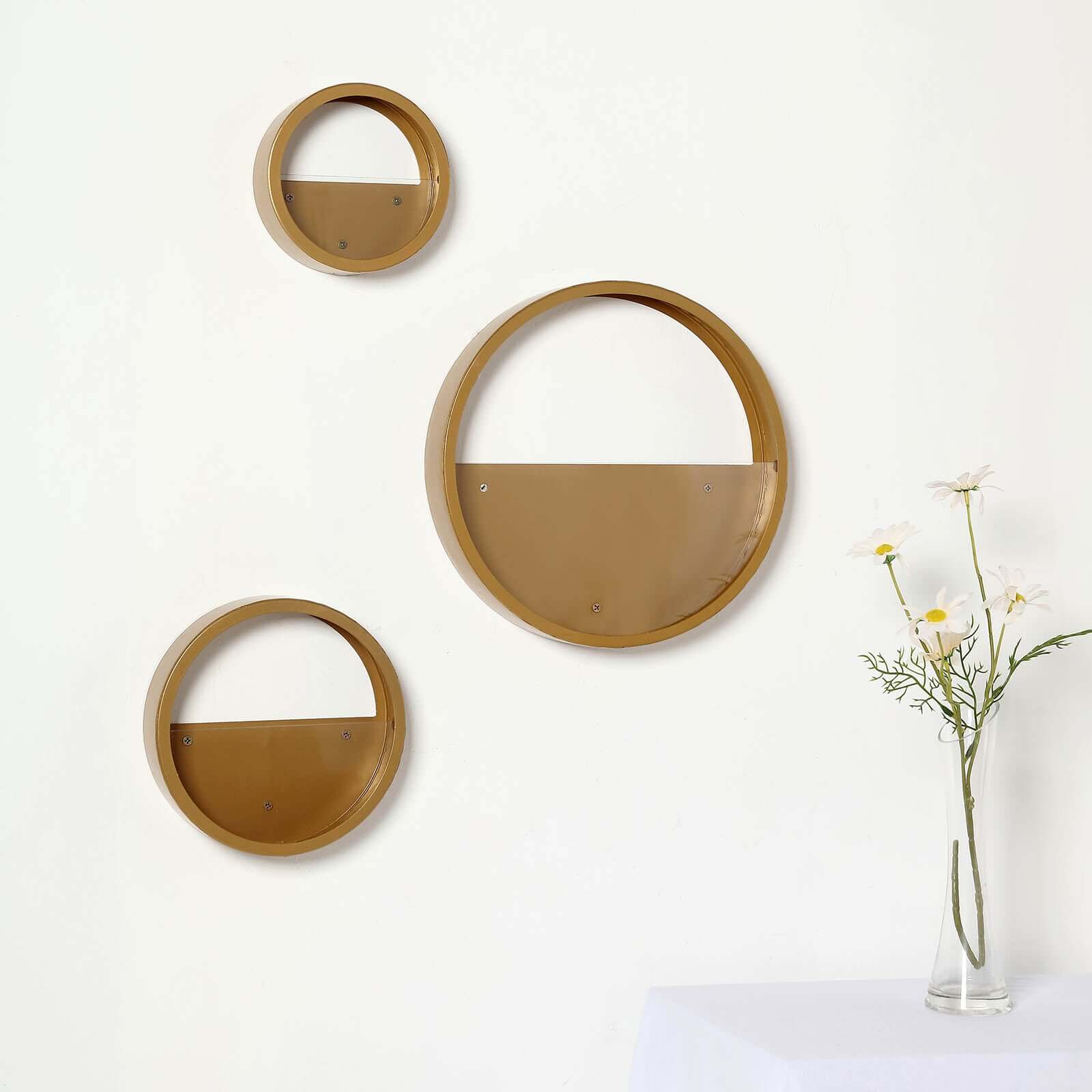 Set of 3 Gold Half Moon Wall Planters, Round Metal Wall Hanging Planter, Modern Indoor Outdoor Terrarium - 6",8",12"