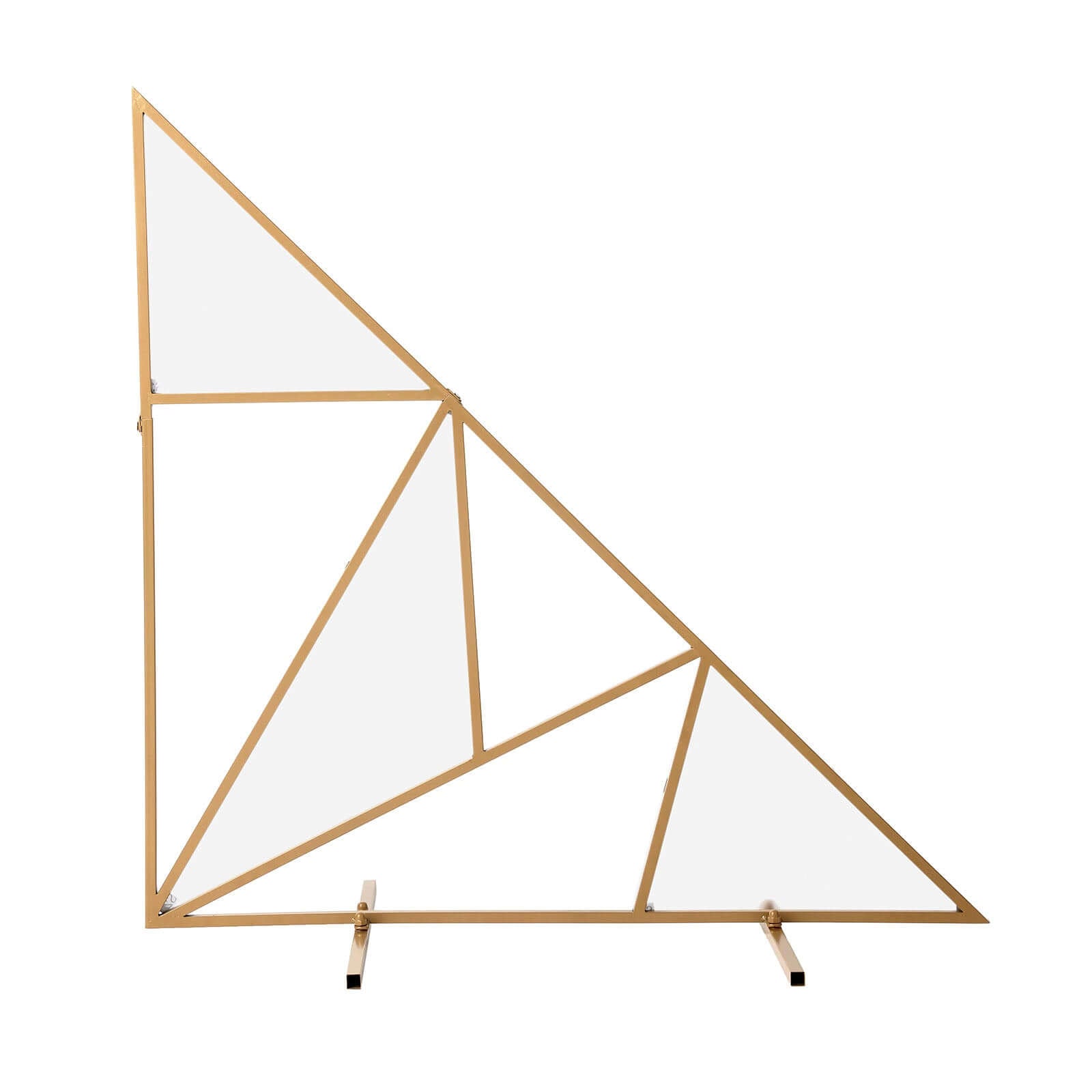 3ft Tall Gold Metal Triangular Geometric Flower Frame Prop Stand, Wedding Backdrop Floor Stand With Cloudy Film Insert