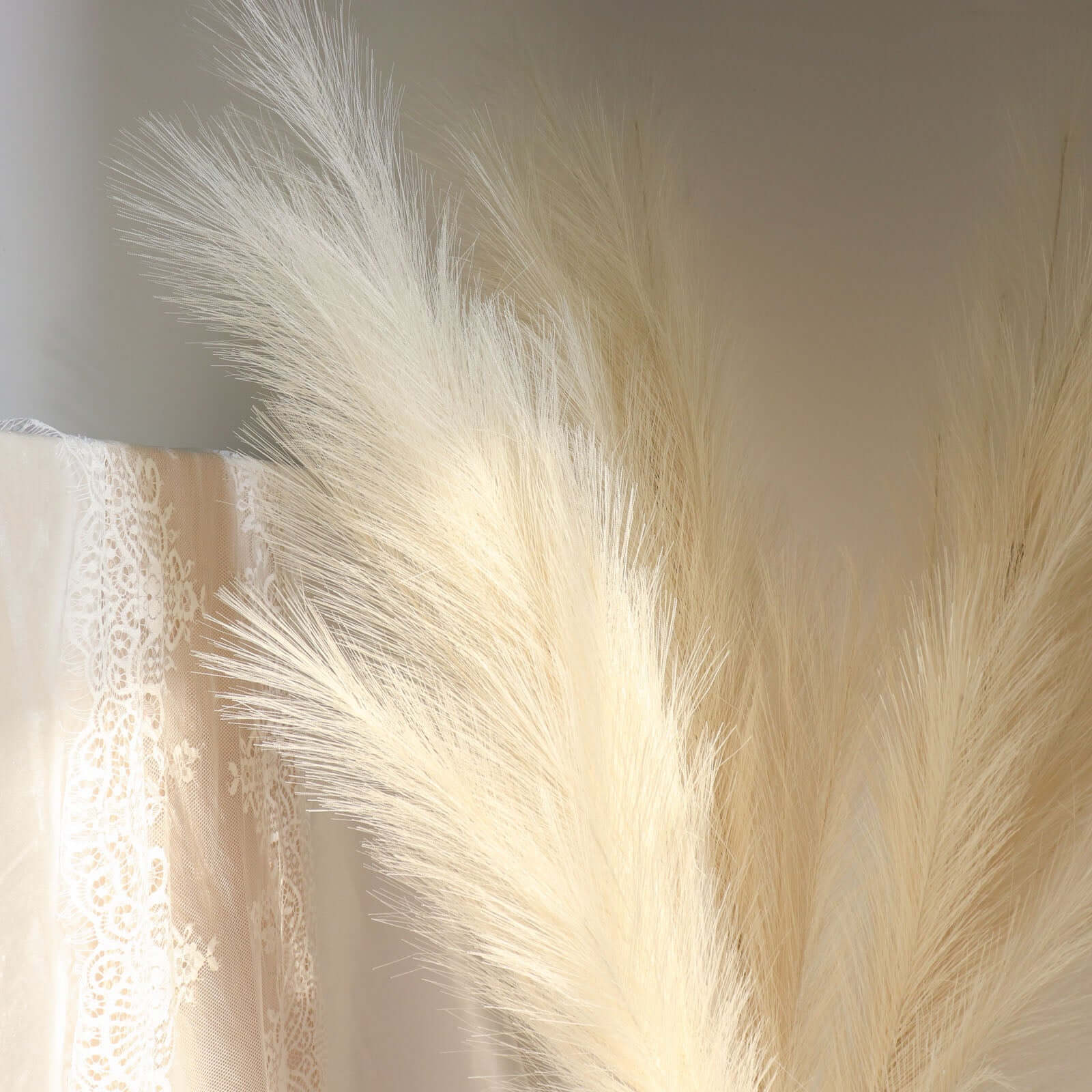 3 Stems Artificial Pampas Grass Decor Cream - Soft Realistic Faux Ornamental Grass Branches for Rustic Boho Chic Backdrops Floral Styling & Vase Displays 44"