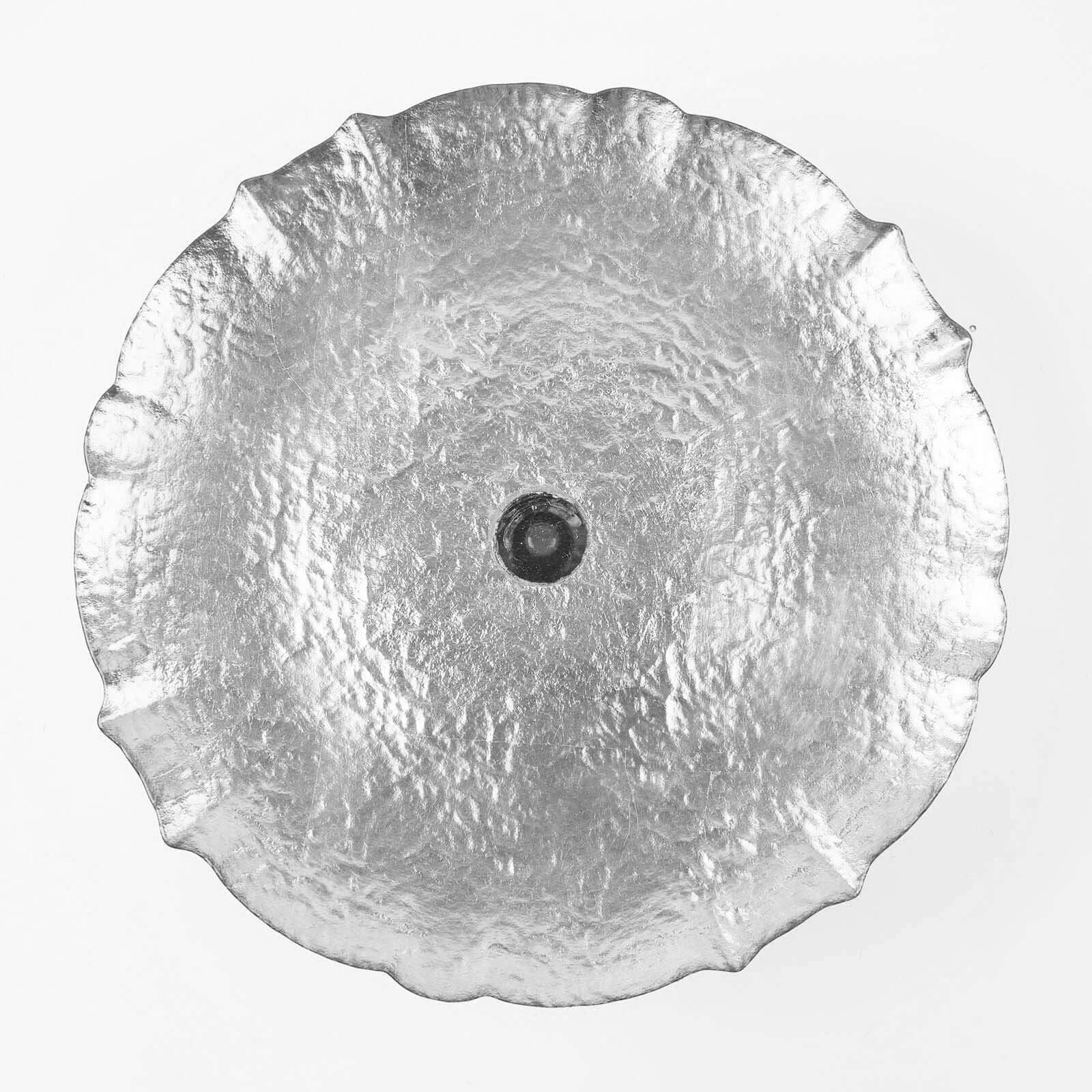 Glass Pedestal Cake Stand Scalloped Edge Design Silver - Cupcake Holder and Dessert Display Plate 14"