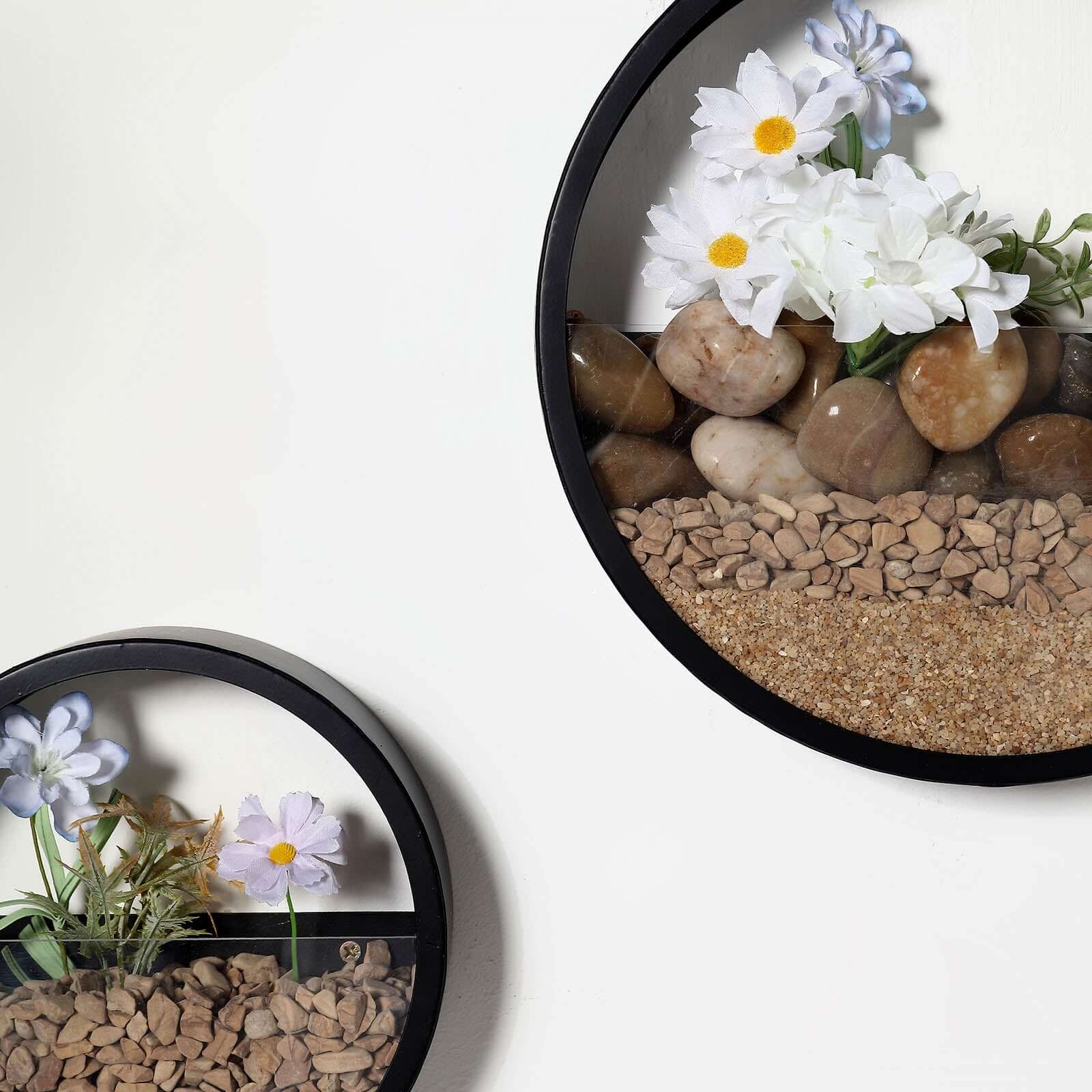 Set of 3 Black Half Moon Wall Planters, Round Metal Wall Hanging Planter, Modern Indoor Outdoor Terrarium - 6",8",12"