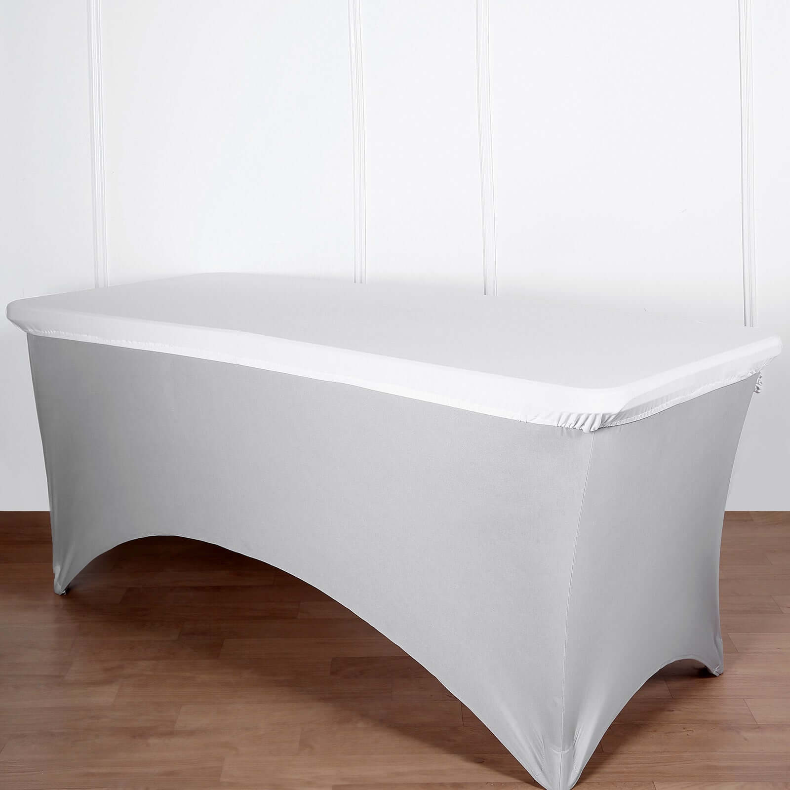 Stretch Spandex 72"x30" Rectangle Tablecloth Top Cover White - Sleek & Durable Fitted Table Topper Cap