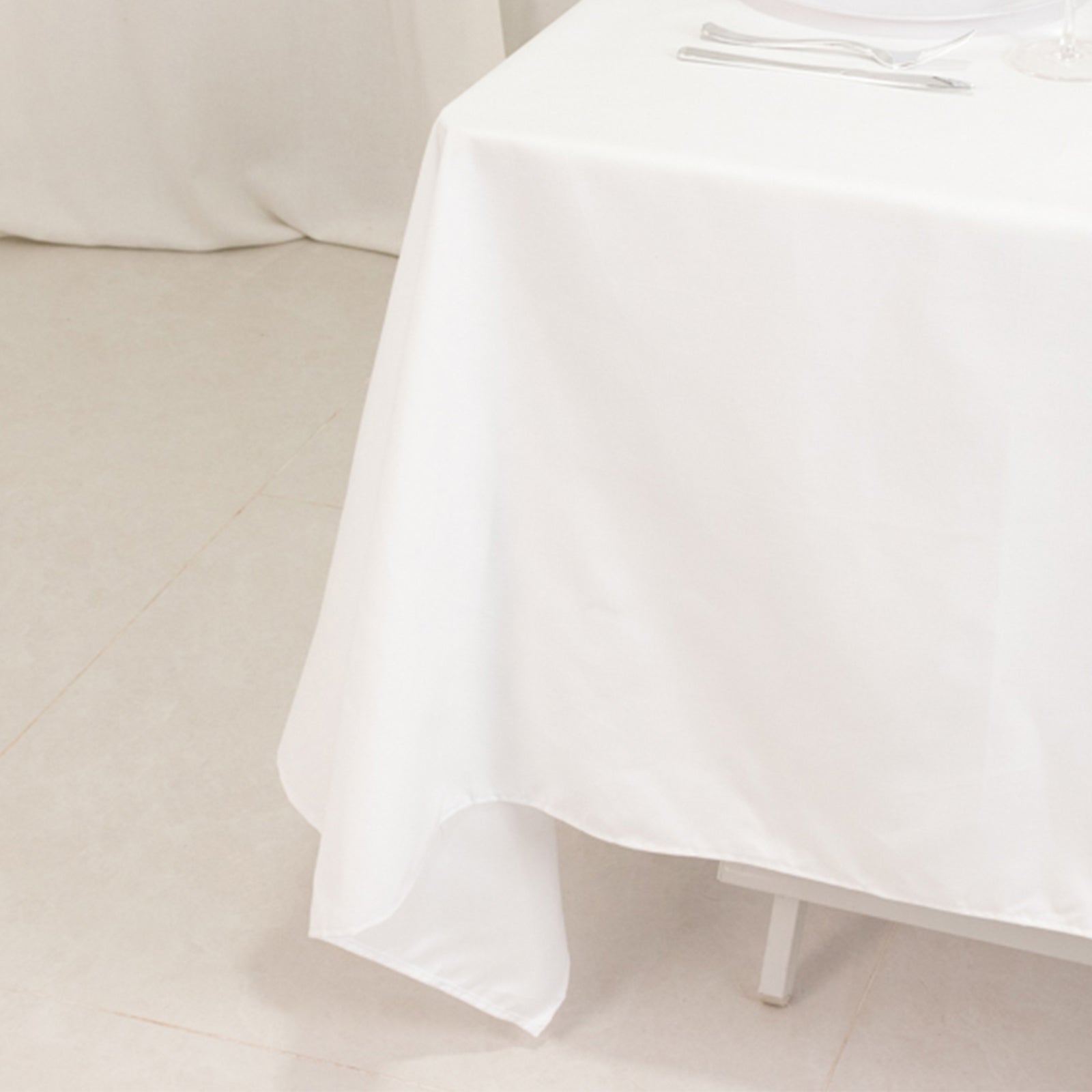 Cotton Blend 70"x70" Square Tablecloth White - Wrinkle-Resistant Fabric for Modern Table Decor