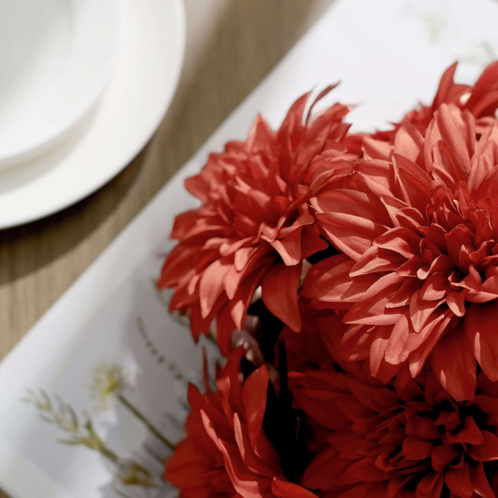 2 Bouquets 20" Terracotta Artificial Silk Dahlia Flower Spray Bushes