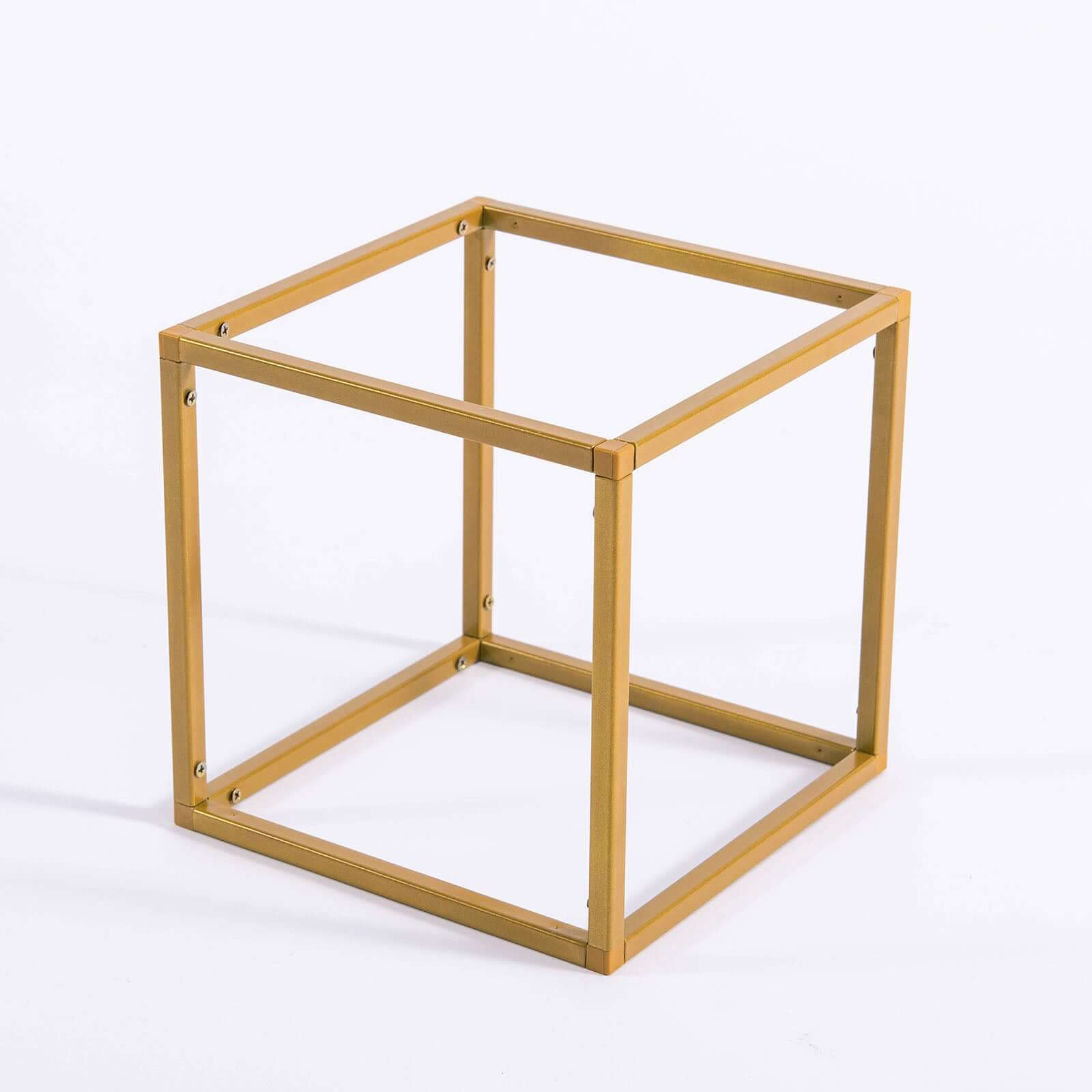 2-Pack Metal Flower Stands Gold Geometric Wedding Centerpieces Square Frame - Compact Design 8"