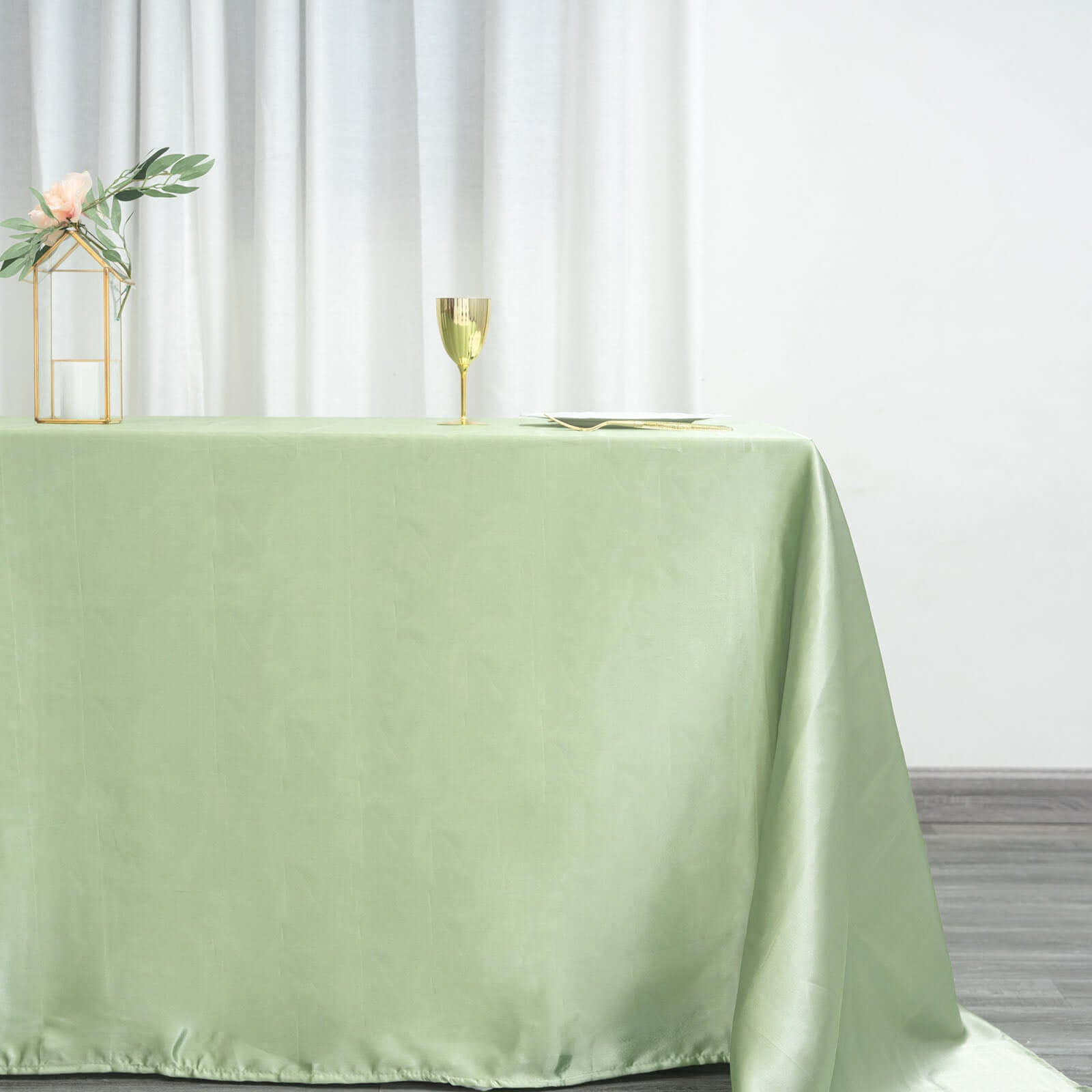 Satin Rectangular 90"x132" Tablecloth Sage Green Satin - Seamless Table Cover