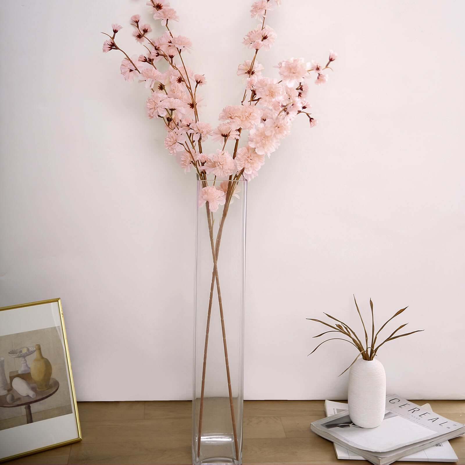 2 Branches 42" Tall Blush Artificial Silk Carnation Flower Stems