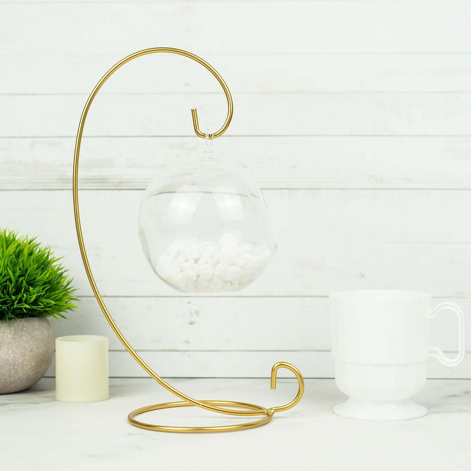 2-Pack Metal Air Plant Terrarium Stand Hanging Ornament Display Holder Gold 10" - Stylish Decor for Tables & Gatherings