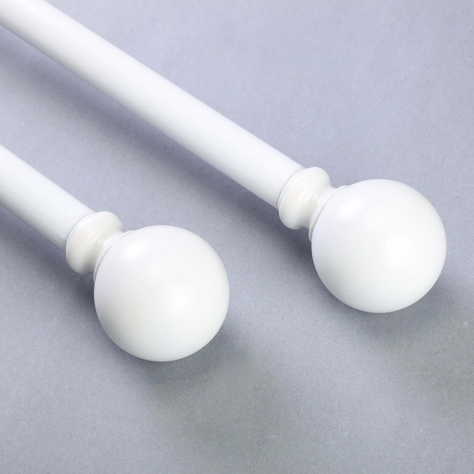 42"-126" Adjustable Curtain Rod Set, White, Round Finials