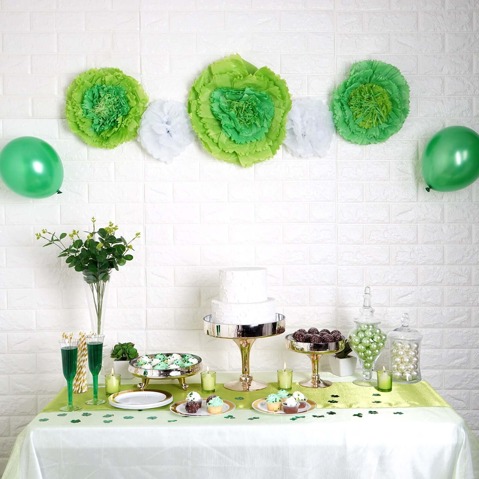Set of 6 Mint Green Giant Carnation 3D Paper Flowers Wall Decor - 12",16",20"
