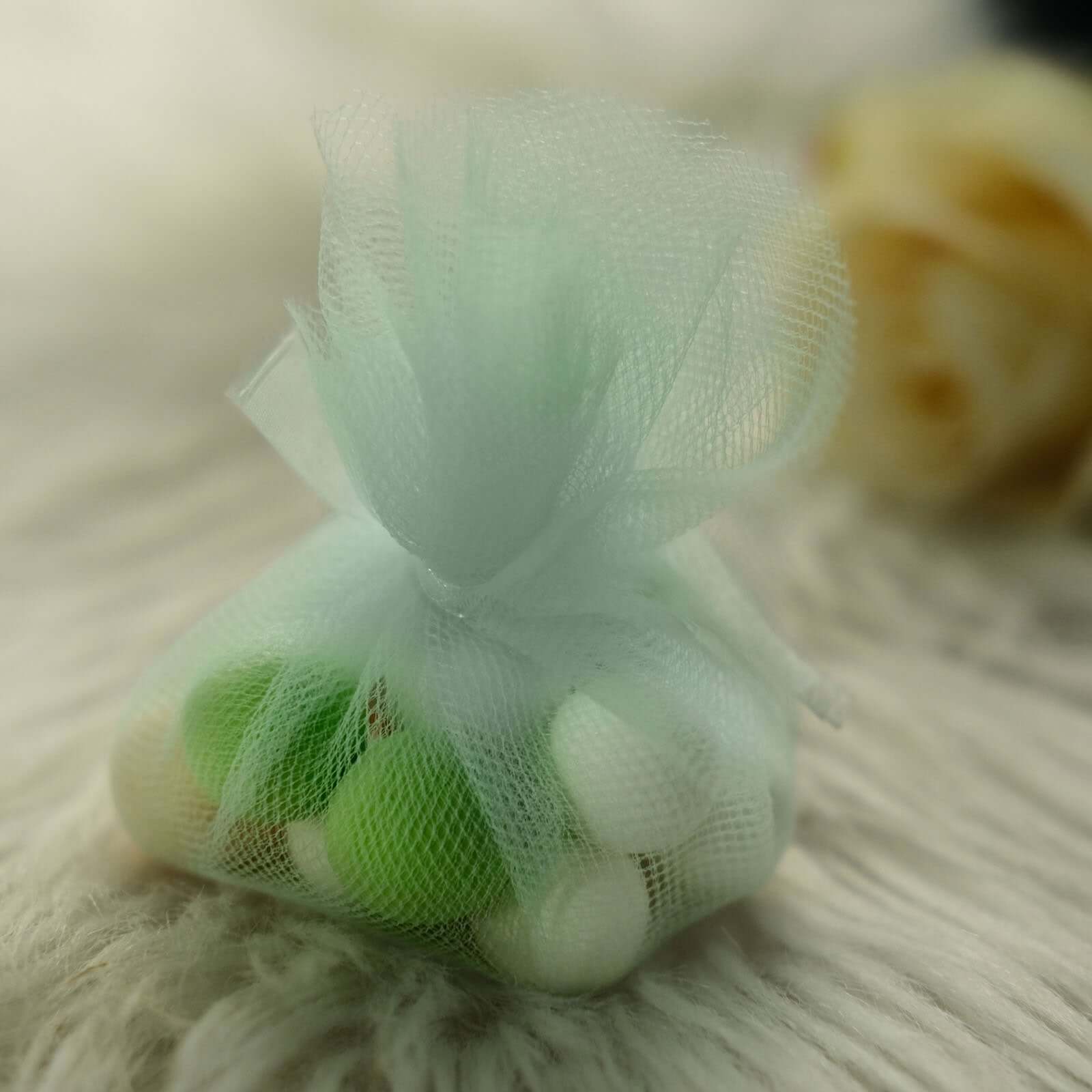 25 Pack 9" Mint Sheer Nylon Tulle Circles Favor Wrap, DIY Craft Fabric