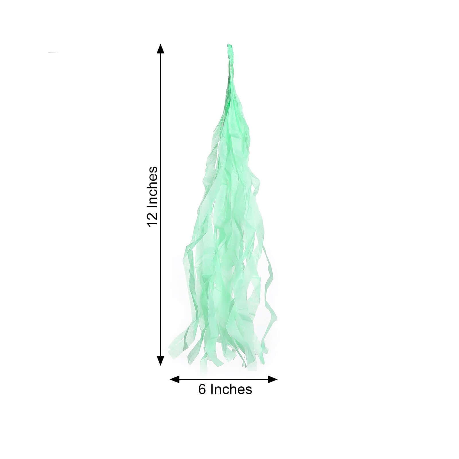 12 Pack Pre-Tied Mint Tissue Paper Tassel Garland With String, Hanging Fringe Party Streamer Backdrop Decor
