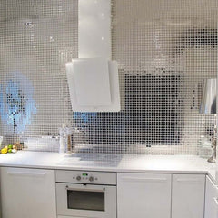 10 Pack 10 Sq ft Silver Peel and Stick Backsplash Mirror Wall Tiles