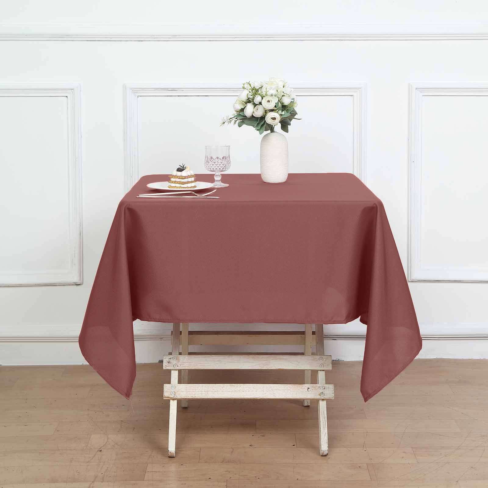 Polyester Square 54"x54" Tablecloth Cinnamon Rose - Wrinkle-Resistant & Durable Table Cover