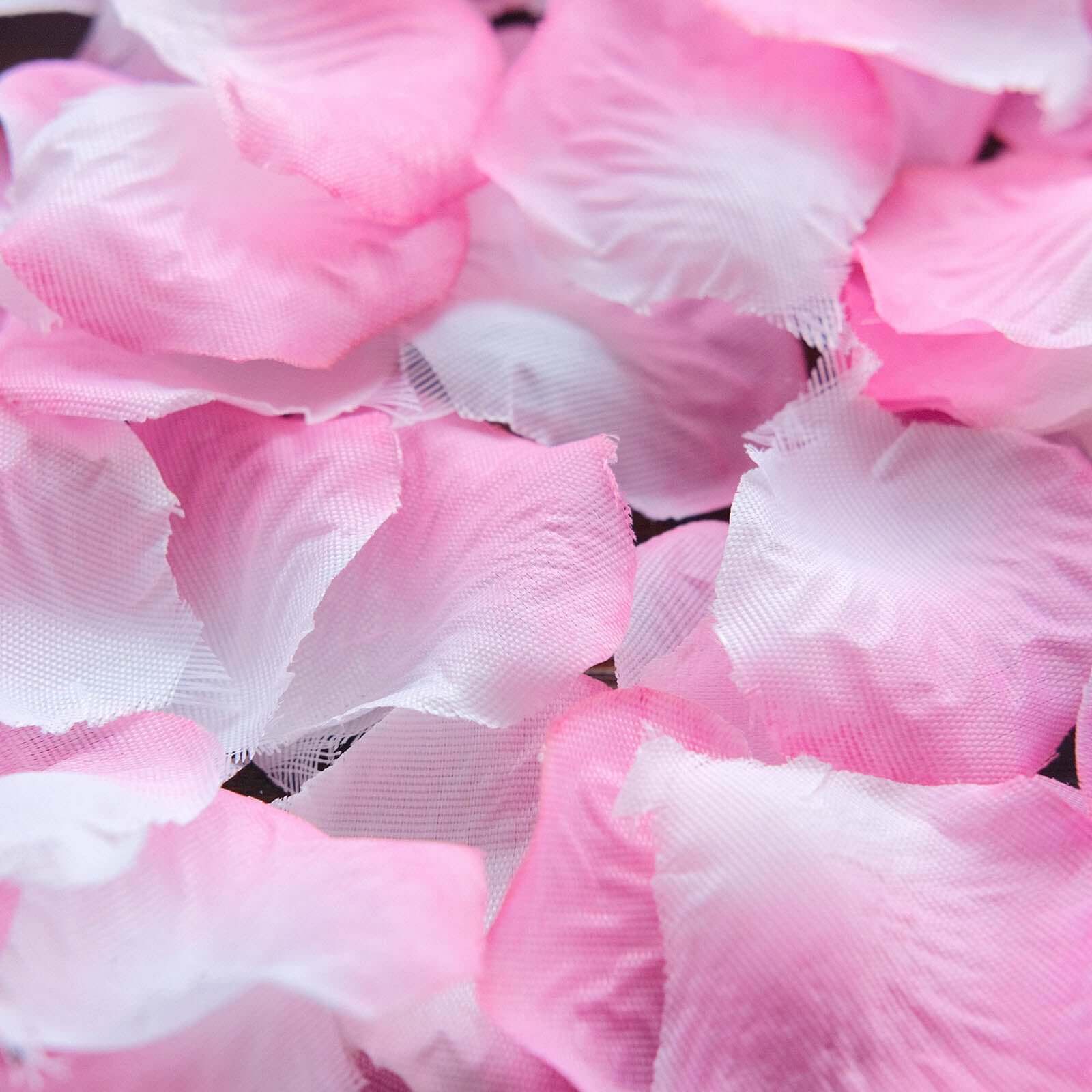 500-Pack Rose Petals Round Design White Pink Silk Confetti - Decorative Scatters for Tables and Floors