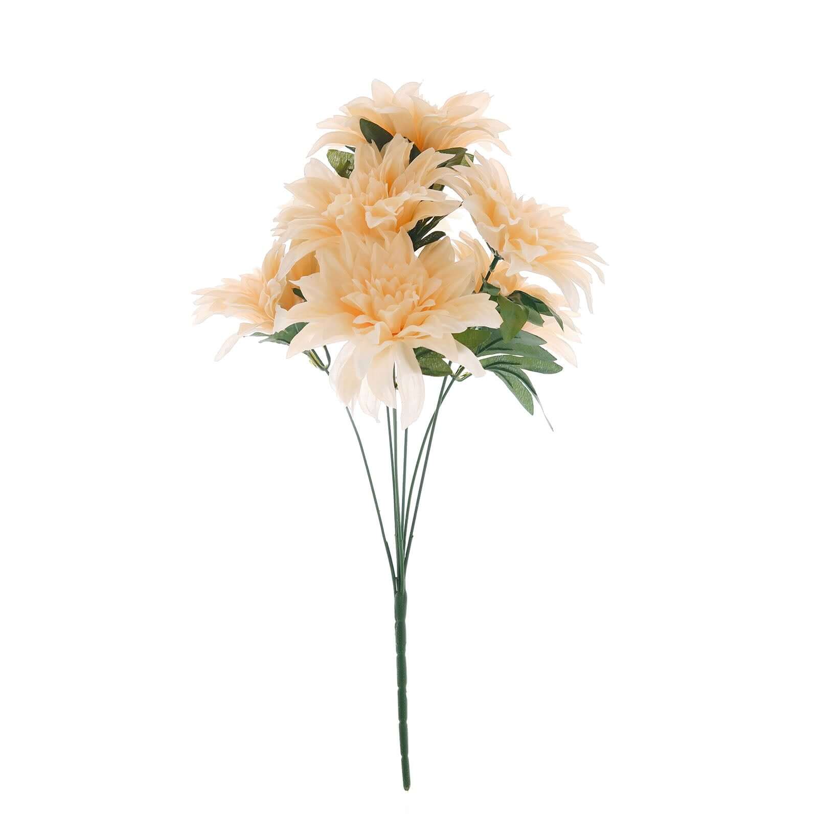 2 Bushes 20" Cream Large Head Artificial Dahlia Bouquet, Silk Bridal Flower Decorations