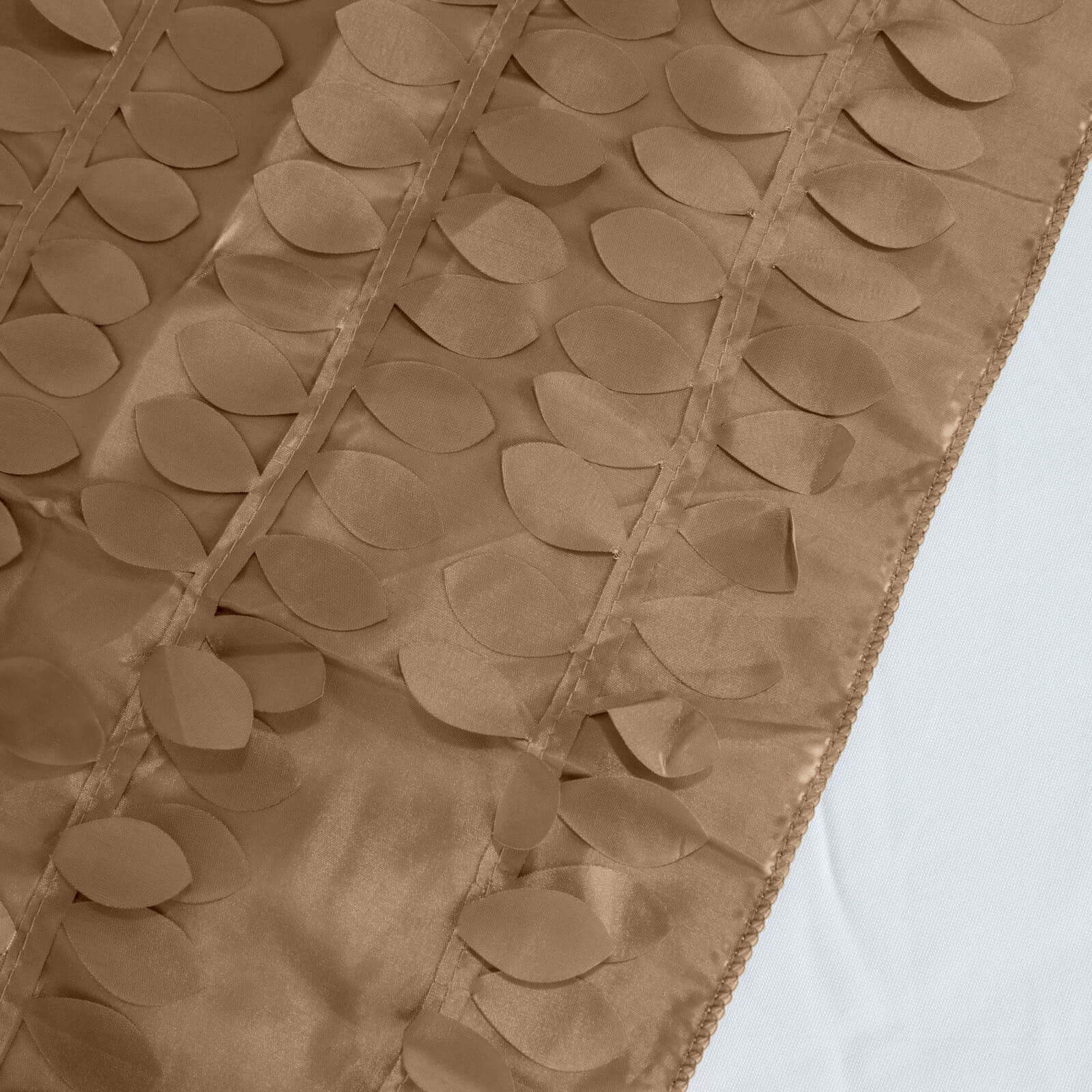 Taffeta Fabric 12"x108" Table Runner Taupe - 3D Leaf Petal Design