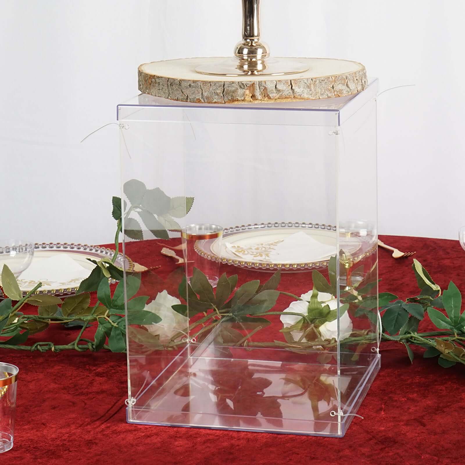 Acrylic Pedestal Riser Display Box Transparent Clear - Functional Centerpiece for Weddings and Parties 16"