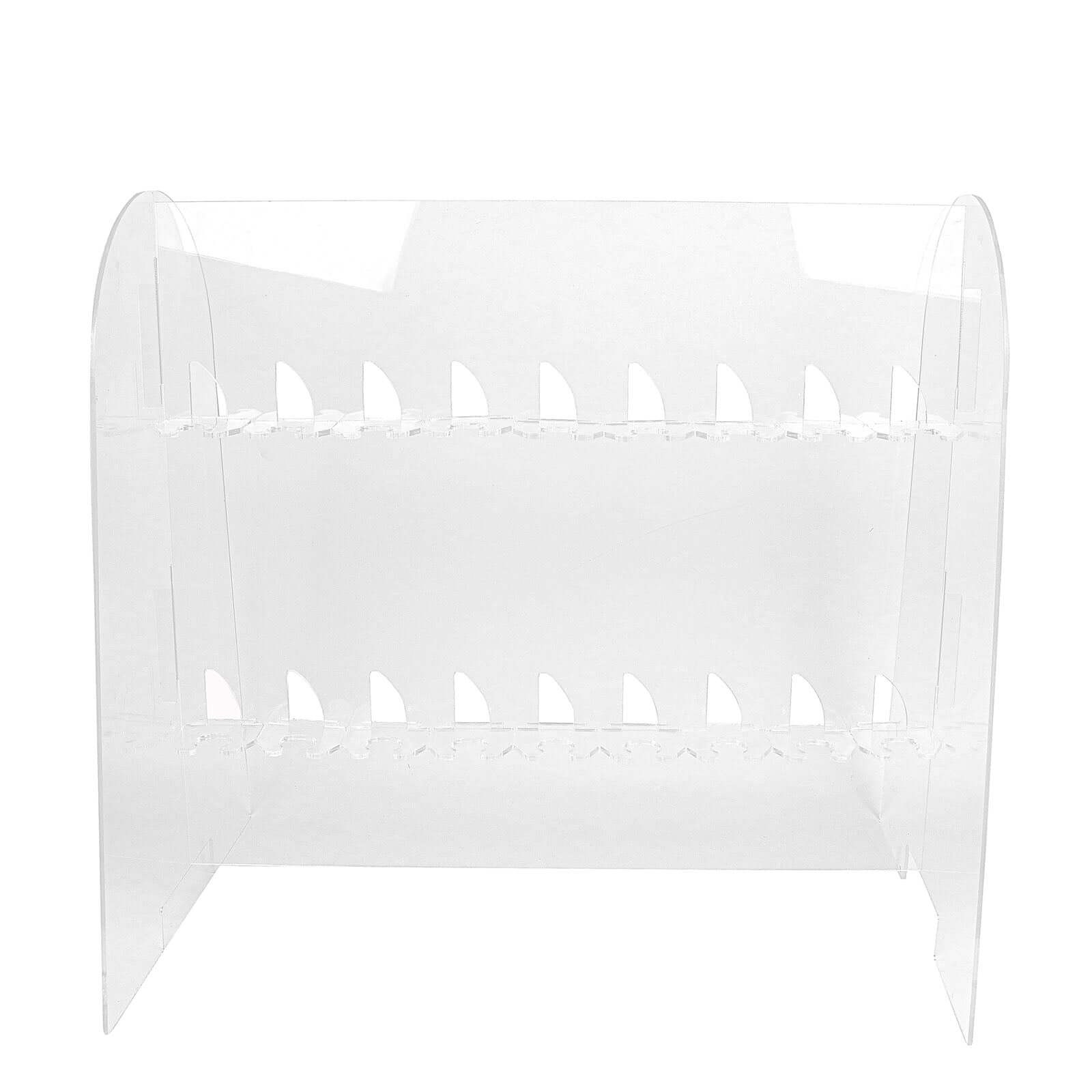 2-Tier Acrylic Champagne Glass Holder Display Stand Table Top Clear - Modern Stemware Rack Cocktail Drink Holder with 18 Hooks for Events & DIY Bars 25"