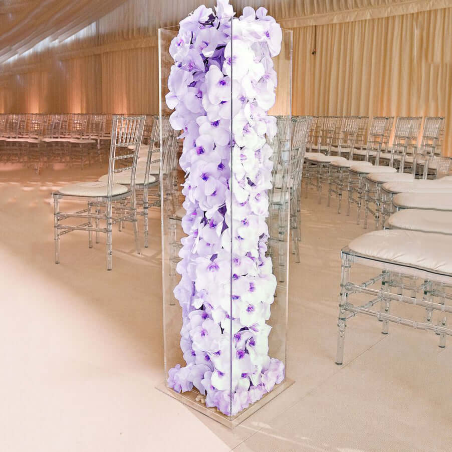 40" Floor Standing Clear Acrylic Display Box, Transparent Pedestal Riser with Interchangeable Lid and Base
