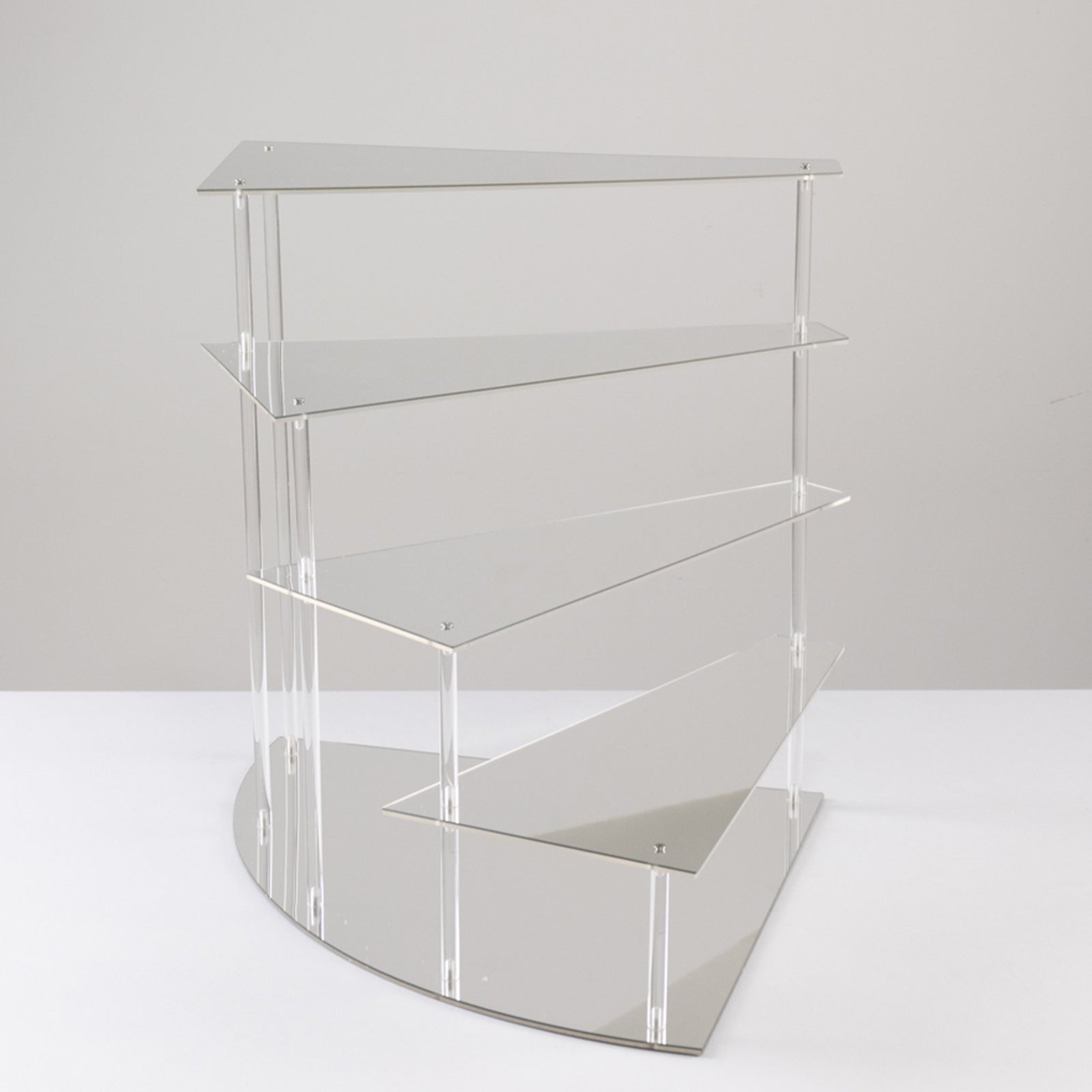 4-Tier Acrylic Cupcake Display Stand Silver Spiral Stairway Design - Stylish Reusable Multi Level Serving Tray Organizer Shelf Riser for Dessert Perfume Retail Jewelry & Collectibles 17"