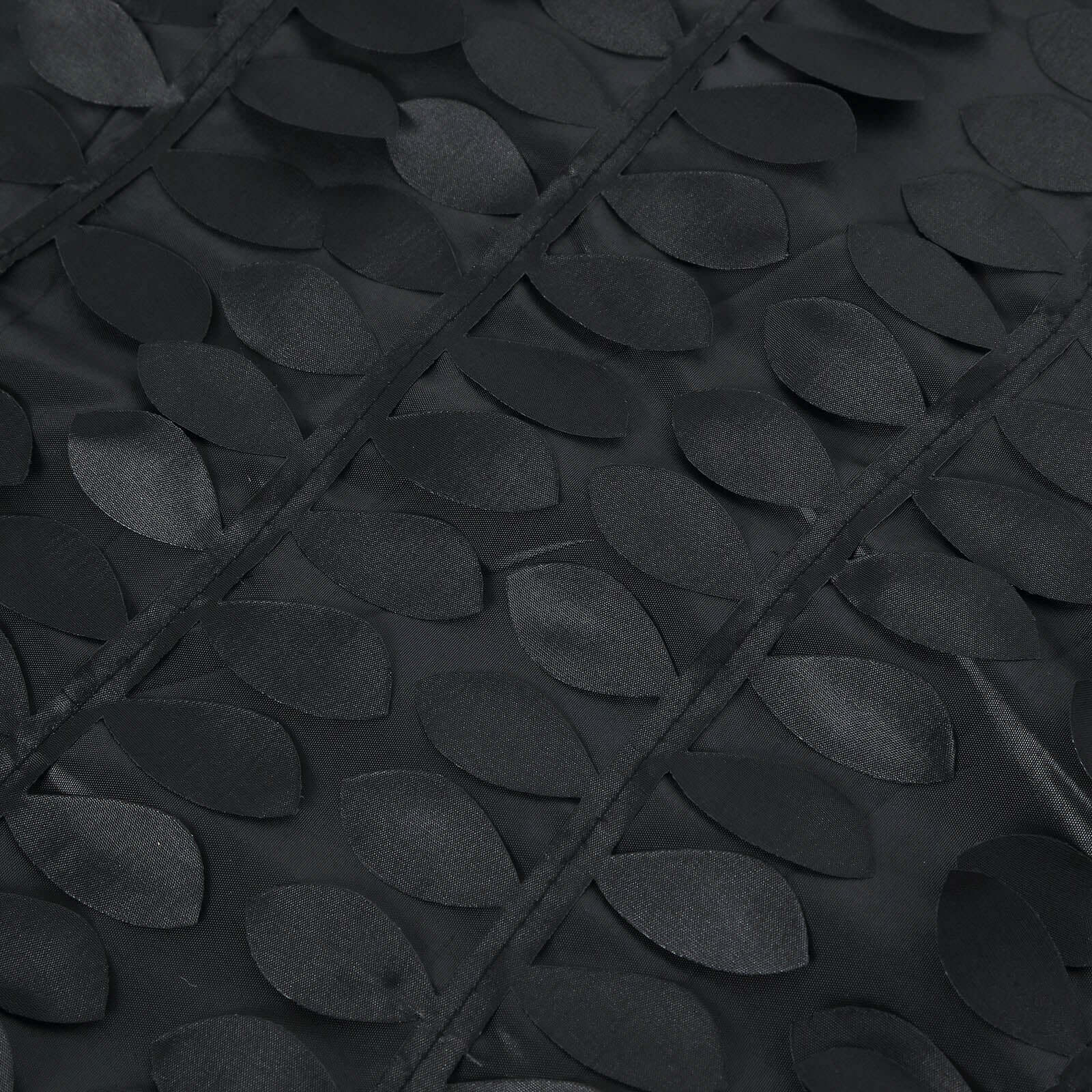 Taffeta 90"x156" Rectangle Tablecloth Black | 3D Leaf Petal Design Seamless Table Cover