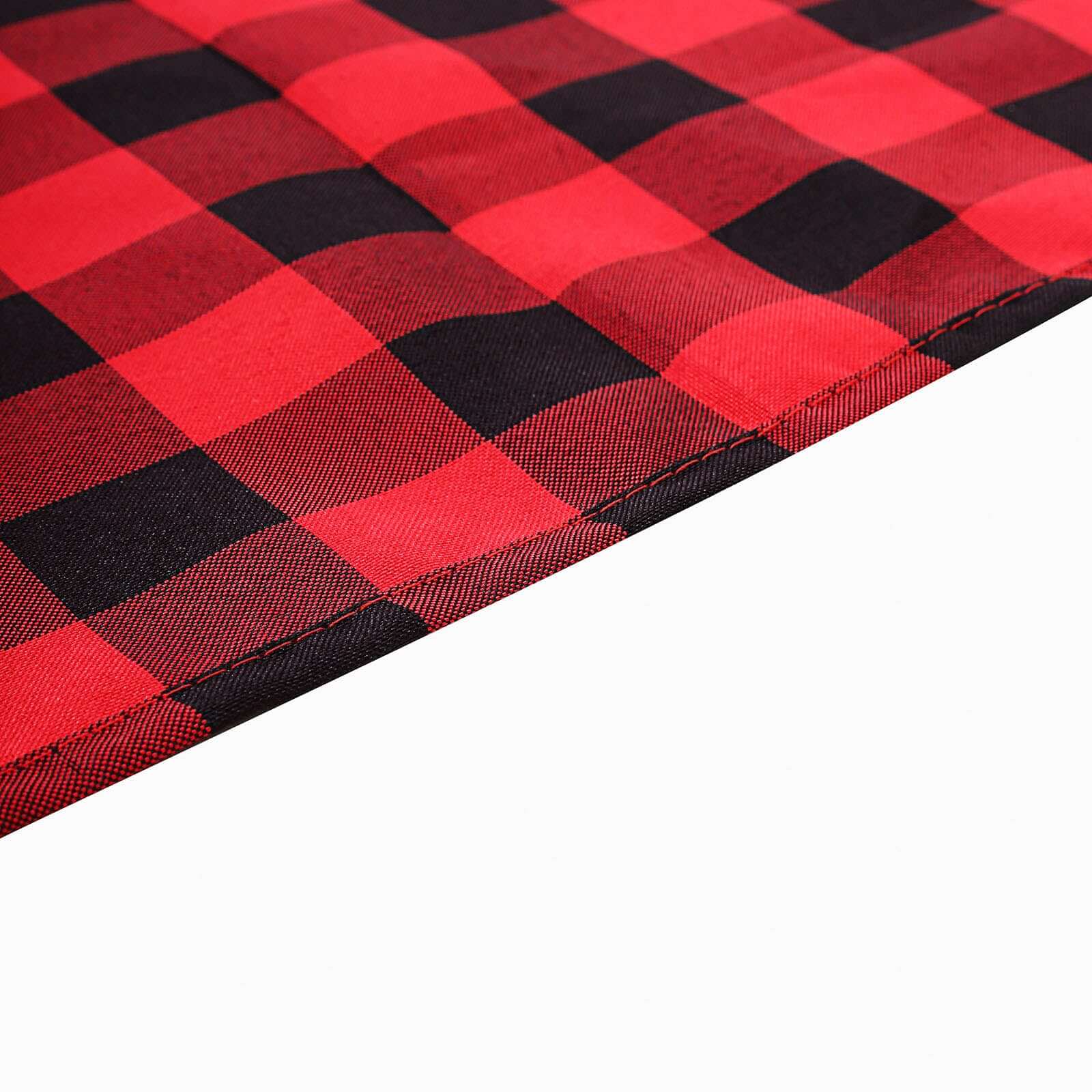 90"x156" Black Red Seamless Buffalo Plaid Rectangle Tablecloth, Checkered Polyester Tablecloth for 8 Foot Table With Floor-Length Drop