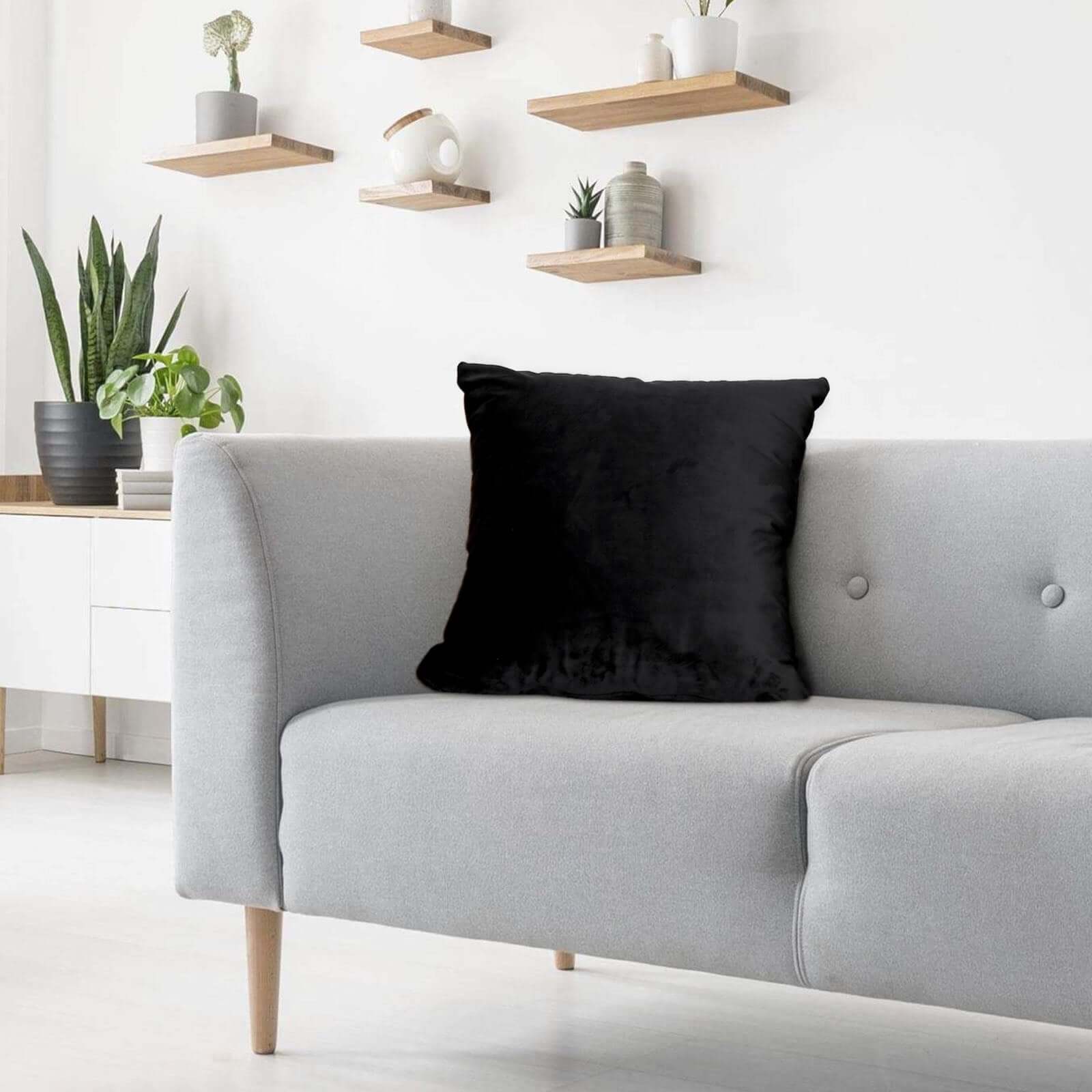 2 Pack 18" Black Soft Velvet Square Throw Pillow Cover