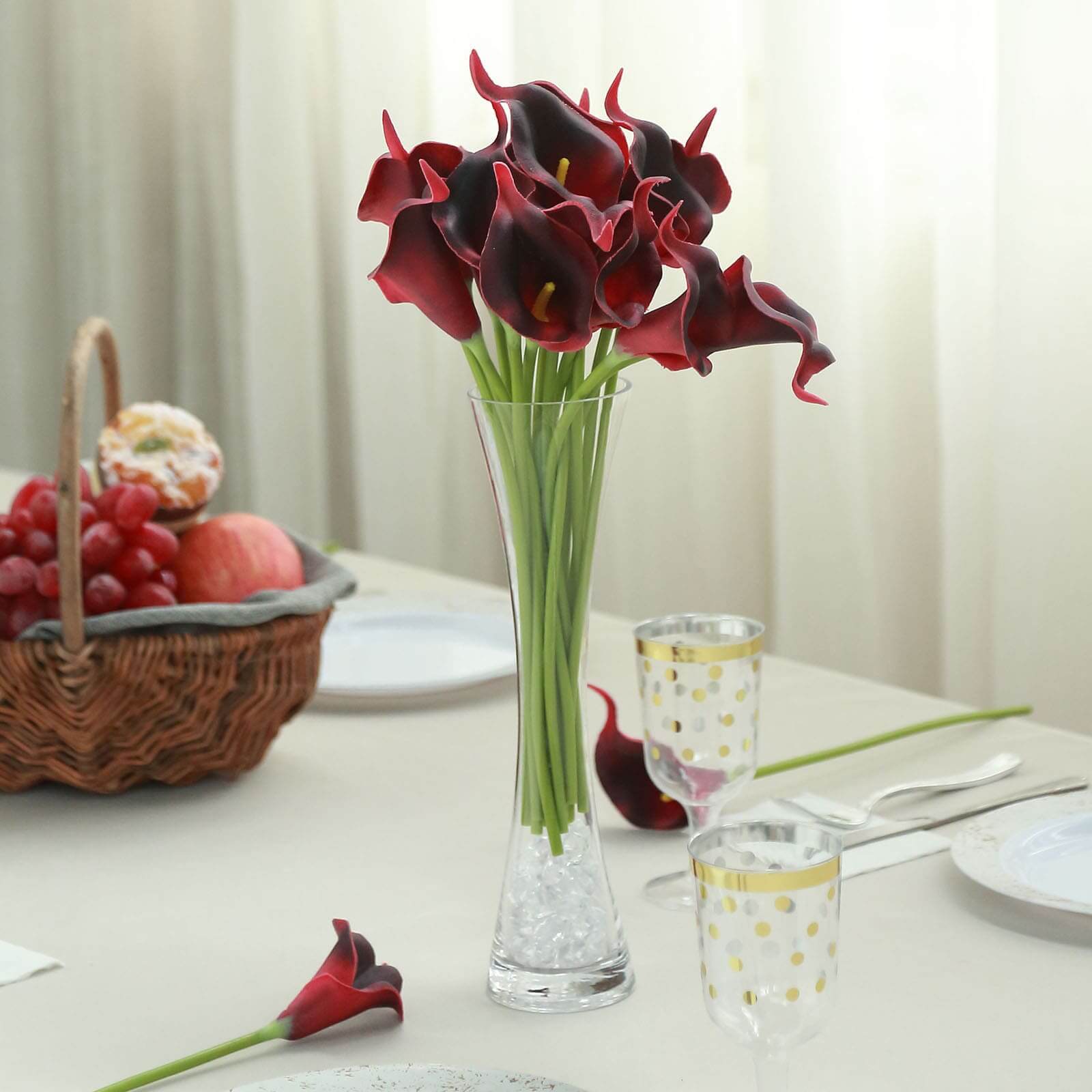 20 Stems 14" Burgundy Artificial Poly Foam Calla Lily Flowers