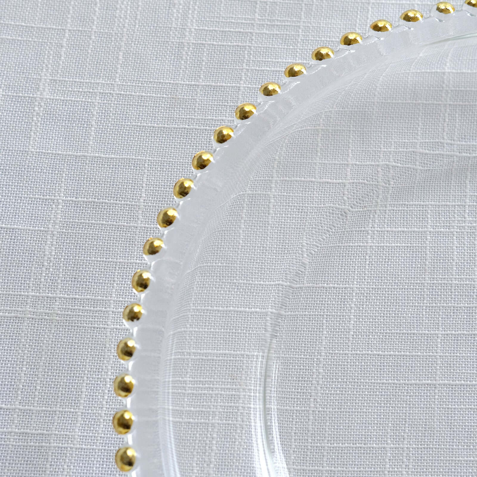 8-Pack Glass Round Charger Plates 12" in Gold with Beaded Rim, Event Tabletop Decorative Dinner Charger Tableware