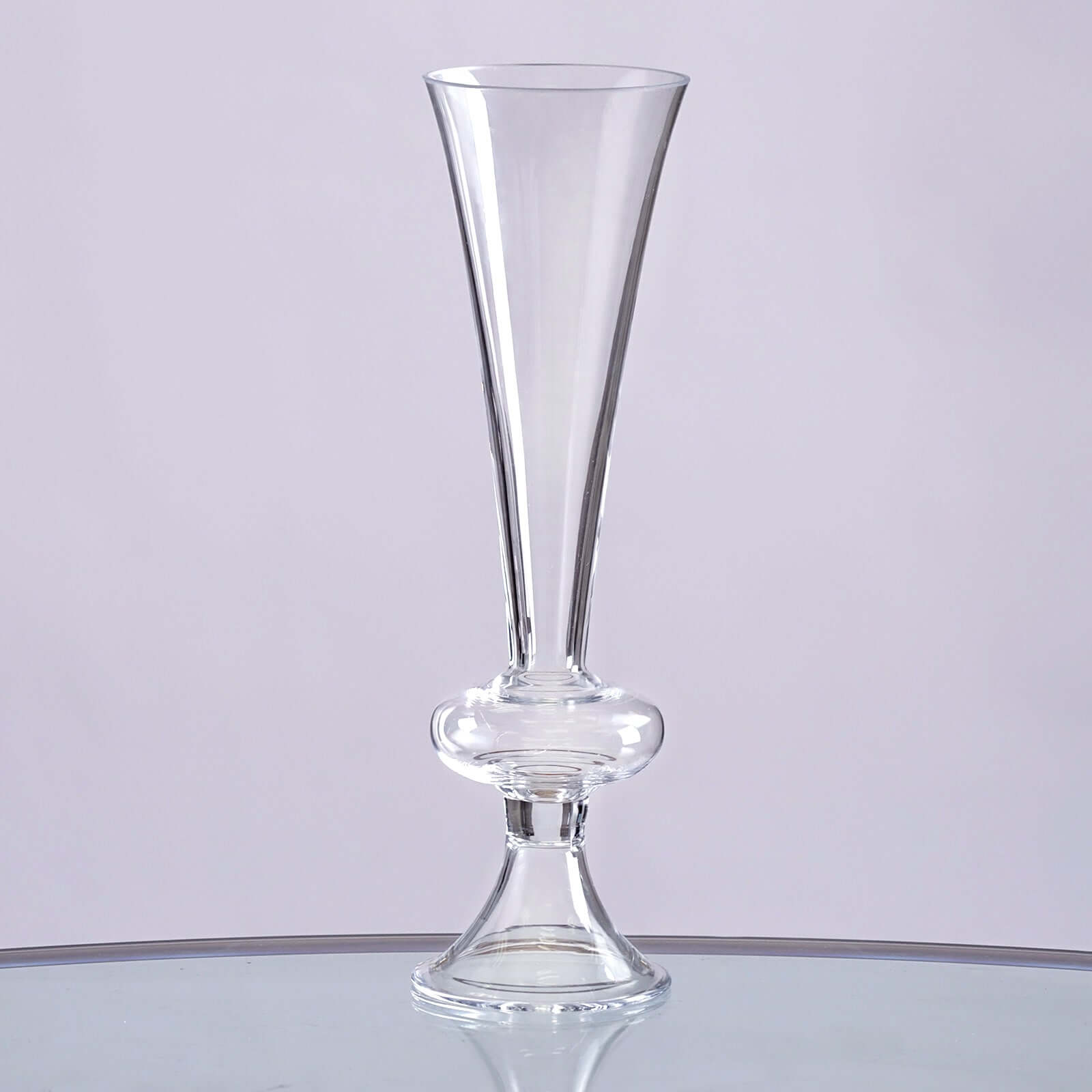 4-Pack Glass Trumpet Vases Reversible Crystal Ball Design Clear - Decorative Flower Table Centerpieces 11"