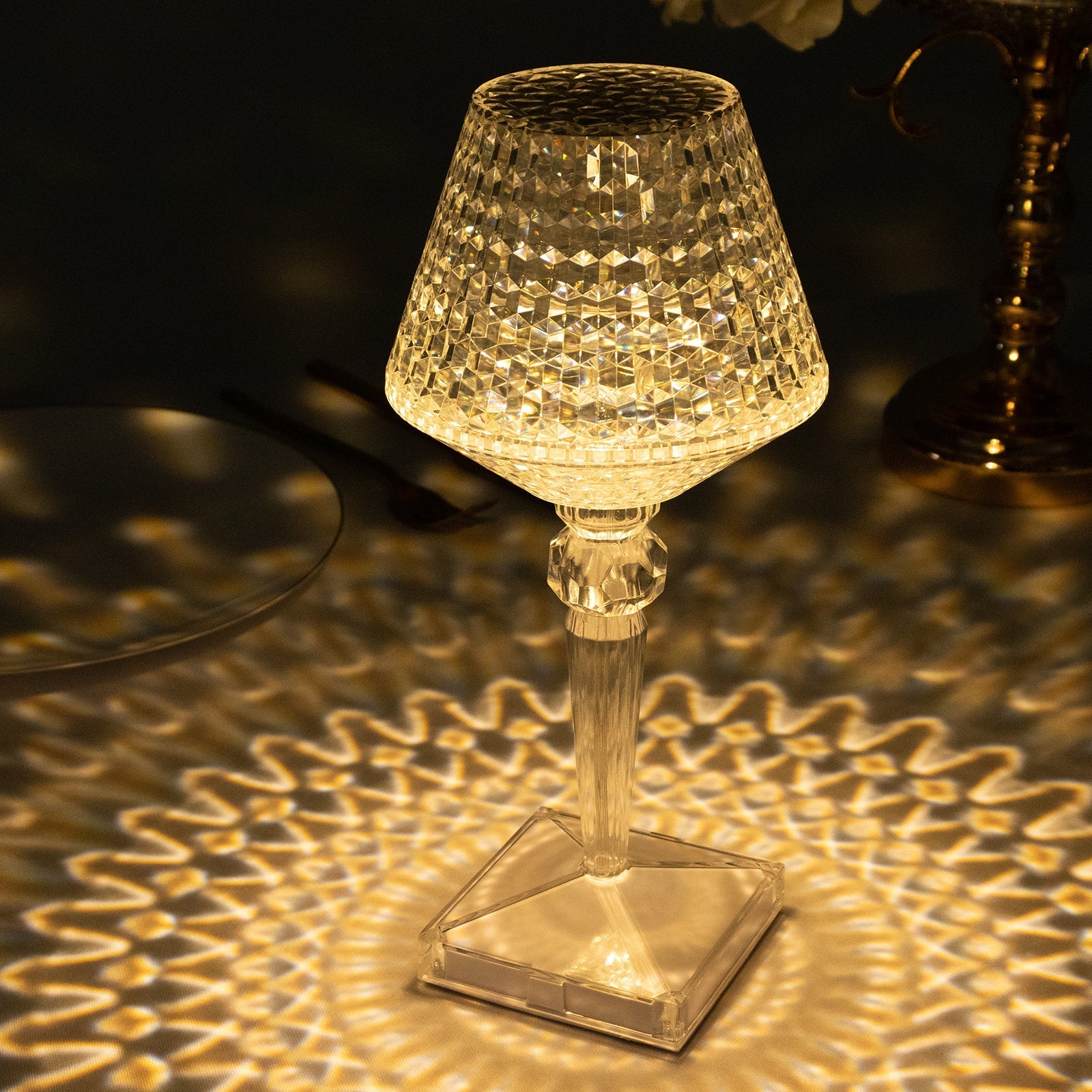 LED Acrylic Table Lamp Cup Shape Design Color Changing - Rechargeable Cordless Touch Control Accent Light 10"