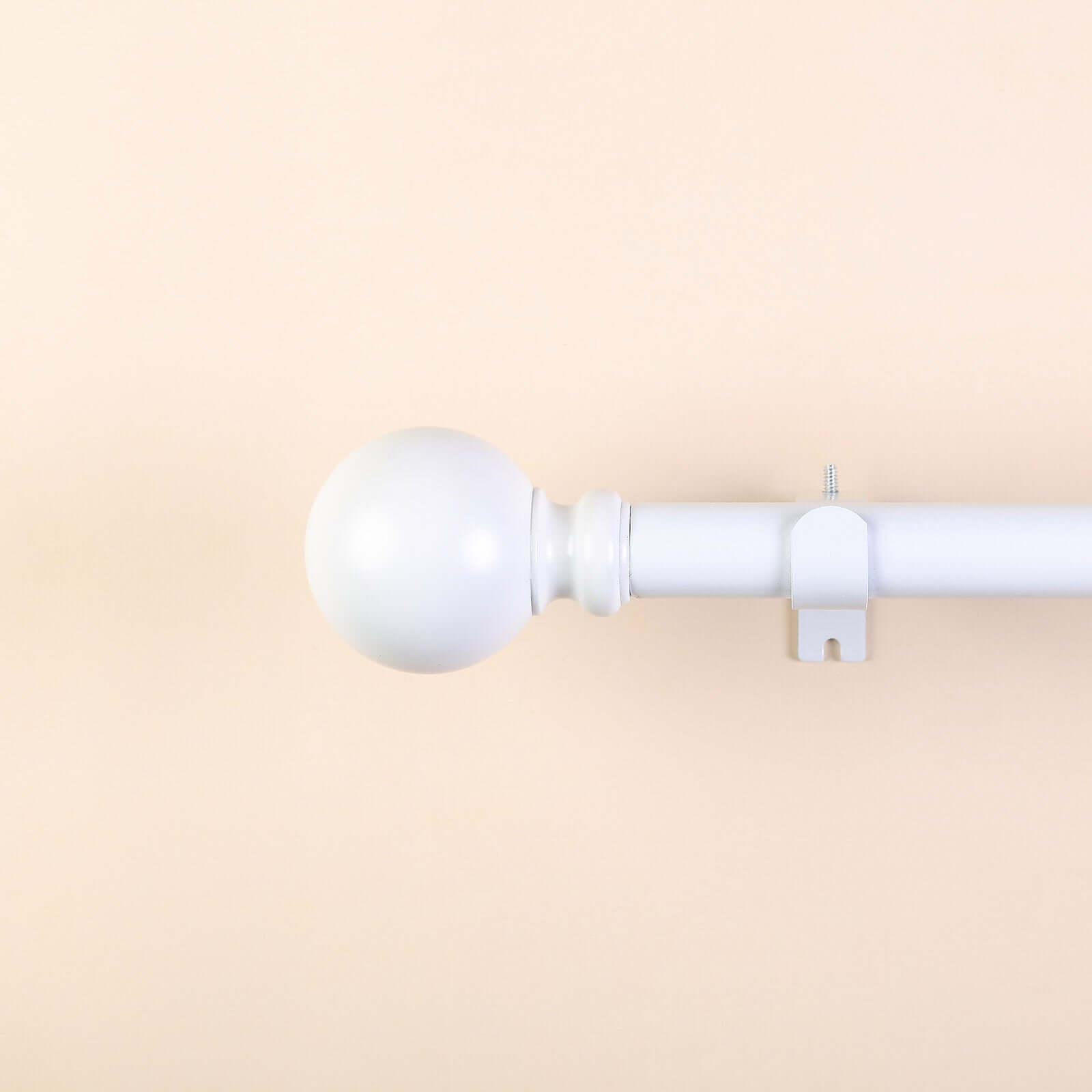 42"-126" Adjustable Curtain Rod Set, White, Round Finials