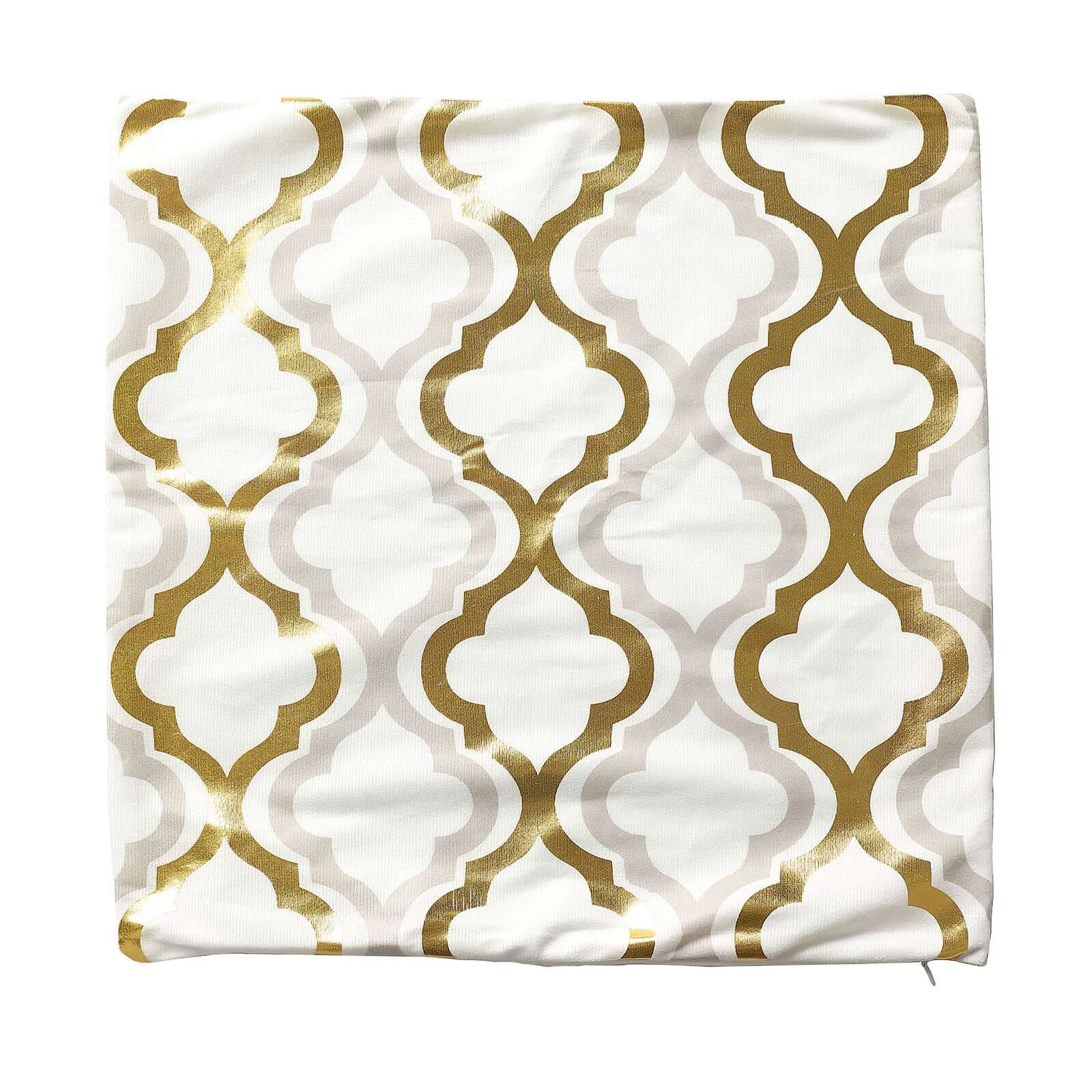 Set Of 4 18" White Gold Foil Geometric Print Throw Pillow Covers, Velvet Square Sofa Cushion Covers