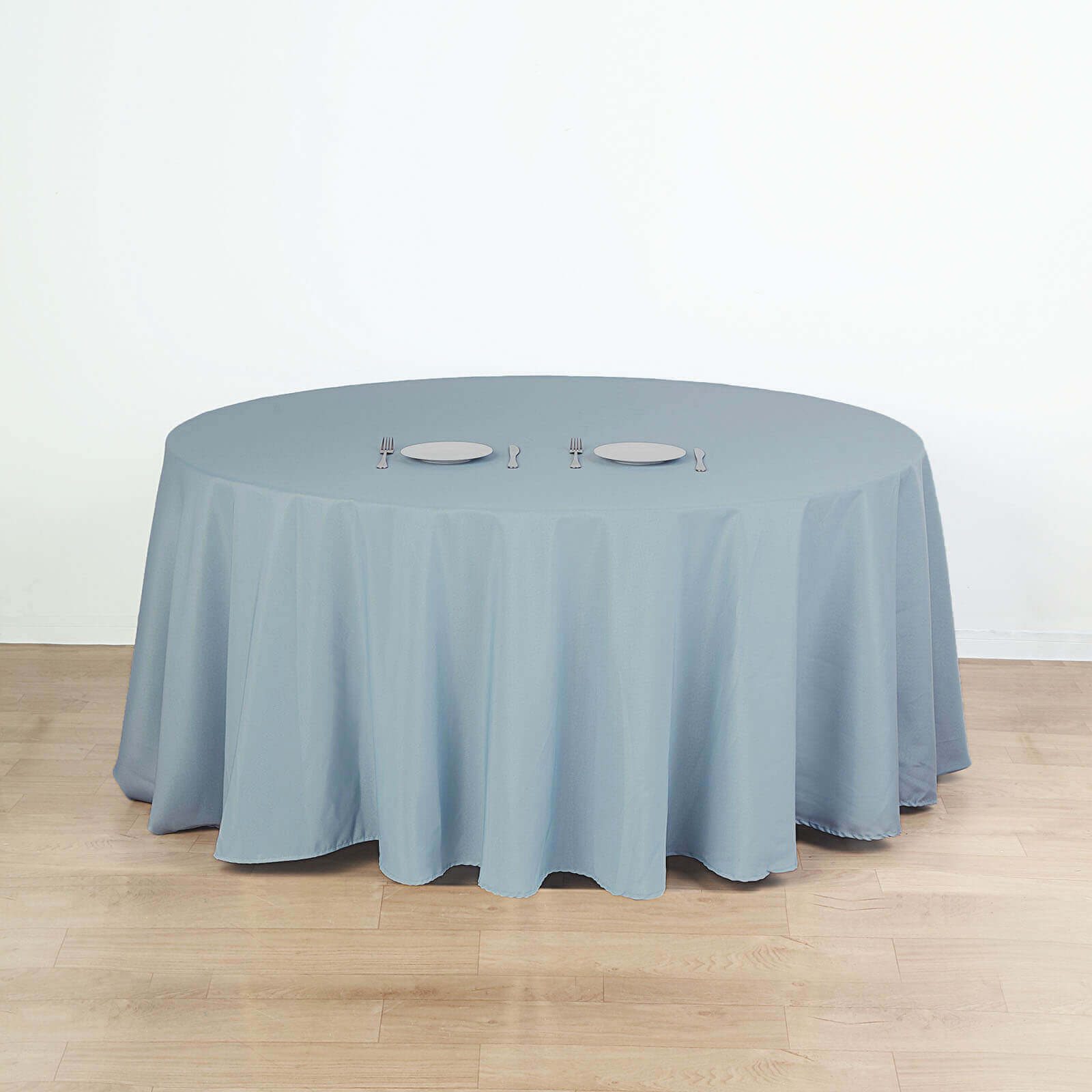 Polyester 132" Round Tablecloth Dusty Blue - Seamless Chic Table Cover